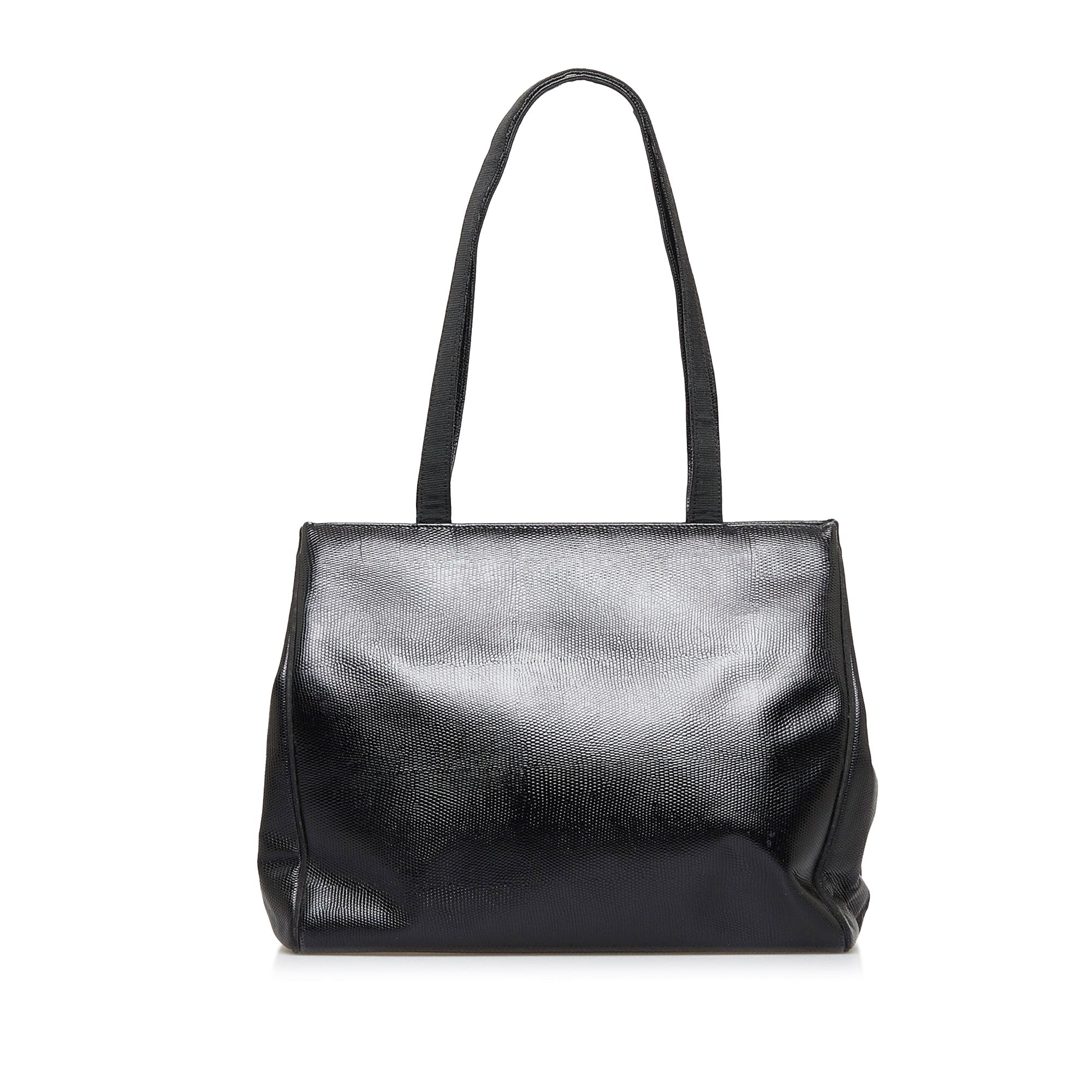 Black Ferragamo Vara Embossed Tote