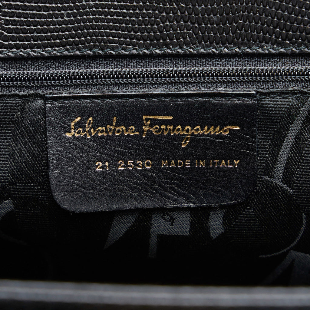 Black Ferragamo Vara Embossed Tote