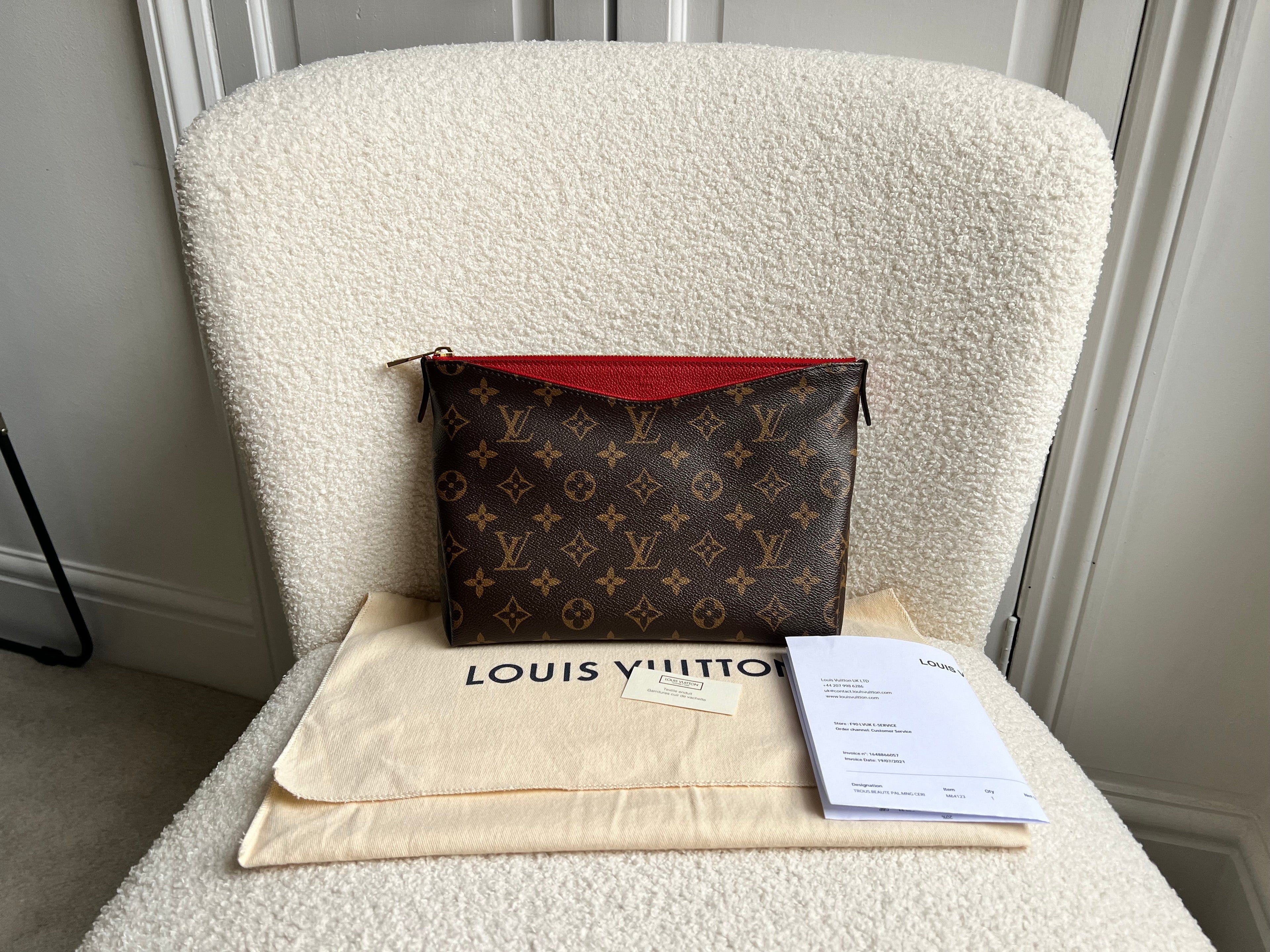 Louis Vuitton Red and Monogram Pallas Trousse Cosmetic Pouch