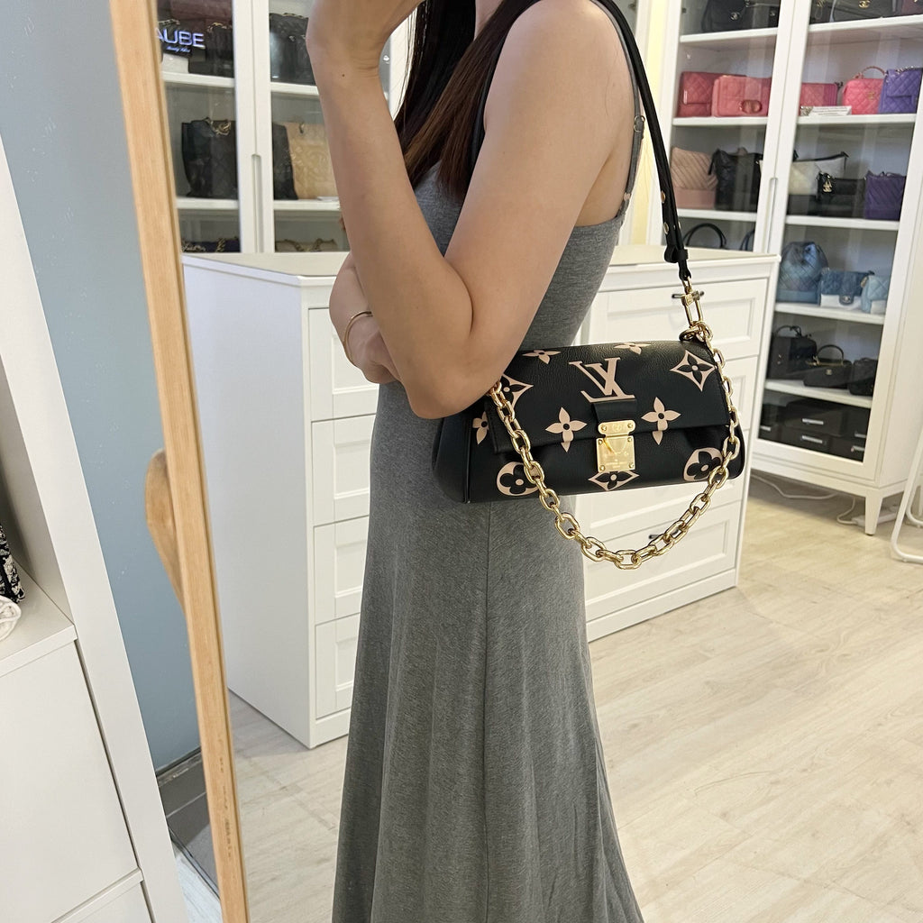 LV Favorite Bag in Bicolor Black and Creme Giant Monogram Empreinte Leather and GHW