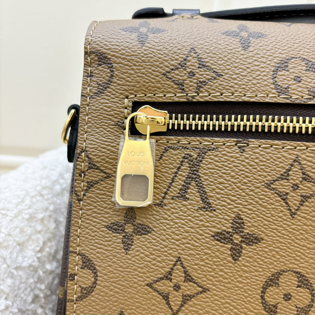 LV Pochette Metis in Reverse Monogram Canvas, Black Leather and GHW