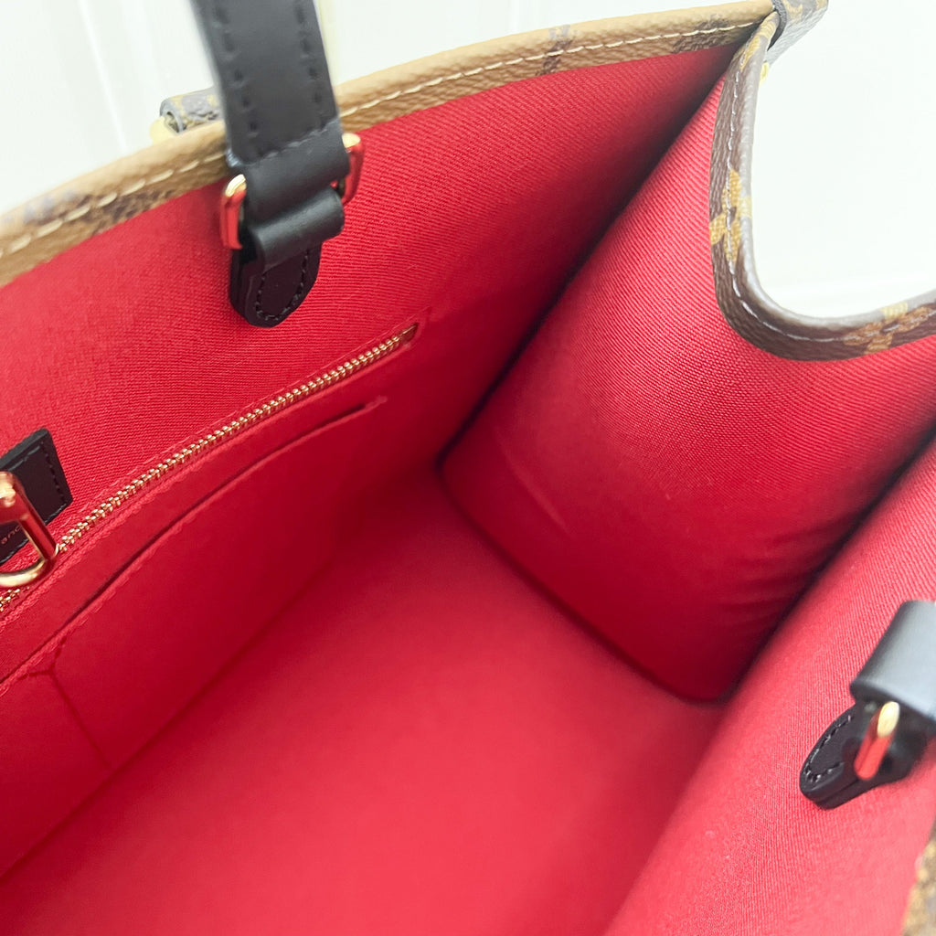 LV Onthego MM in Reverse Giant Monogram Canvas and GHW