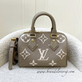 LV Speedy Bandouliere 20 in Tourterelle Giant Monogram Empreinte Leather and GHW