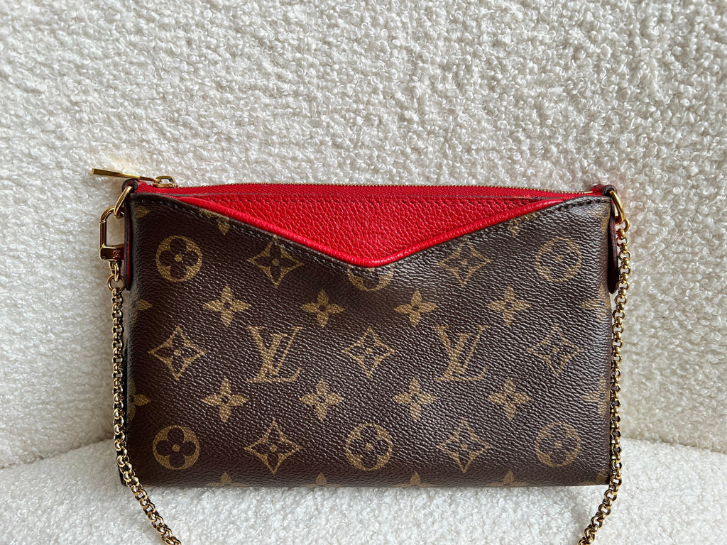 Louis Vuitton Red and Monogram Pallas Pochette