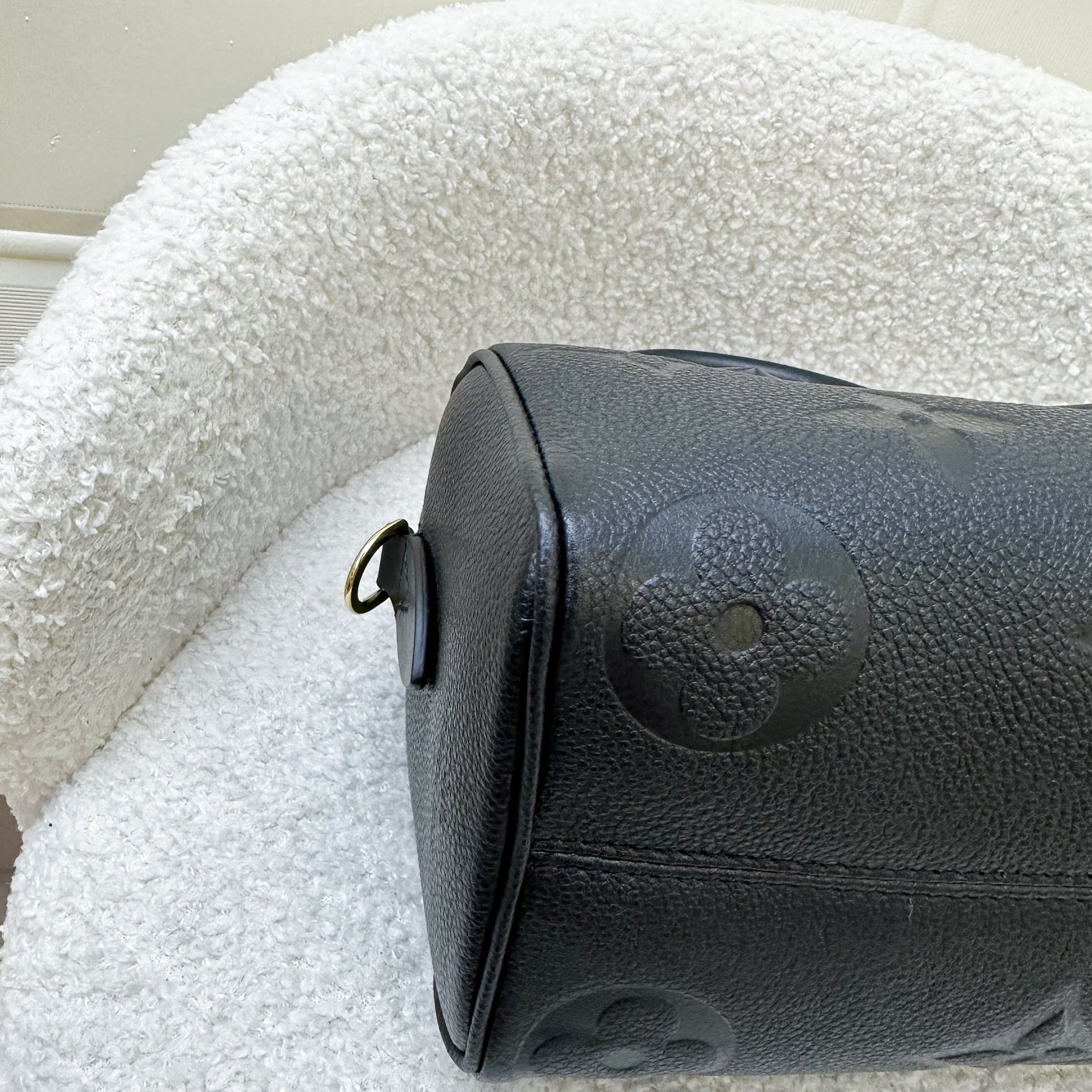LV Speedy Bandouliere 20 in Black Giant Monogram Empreinte Leather and GHW