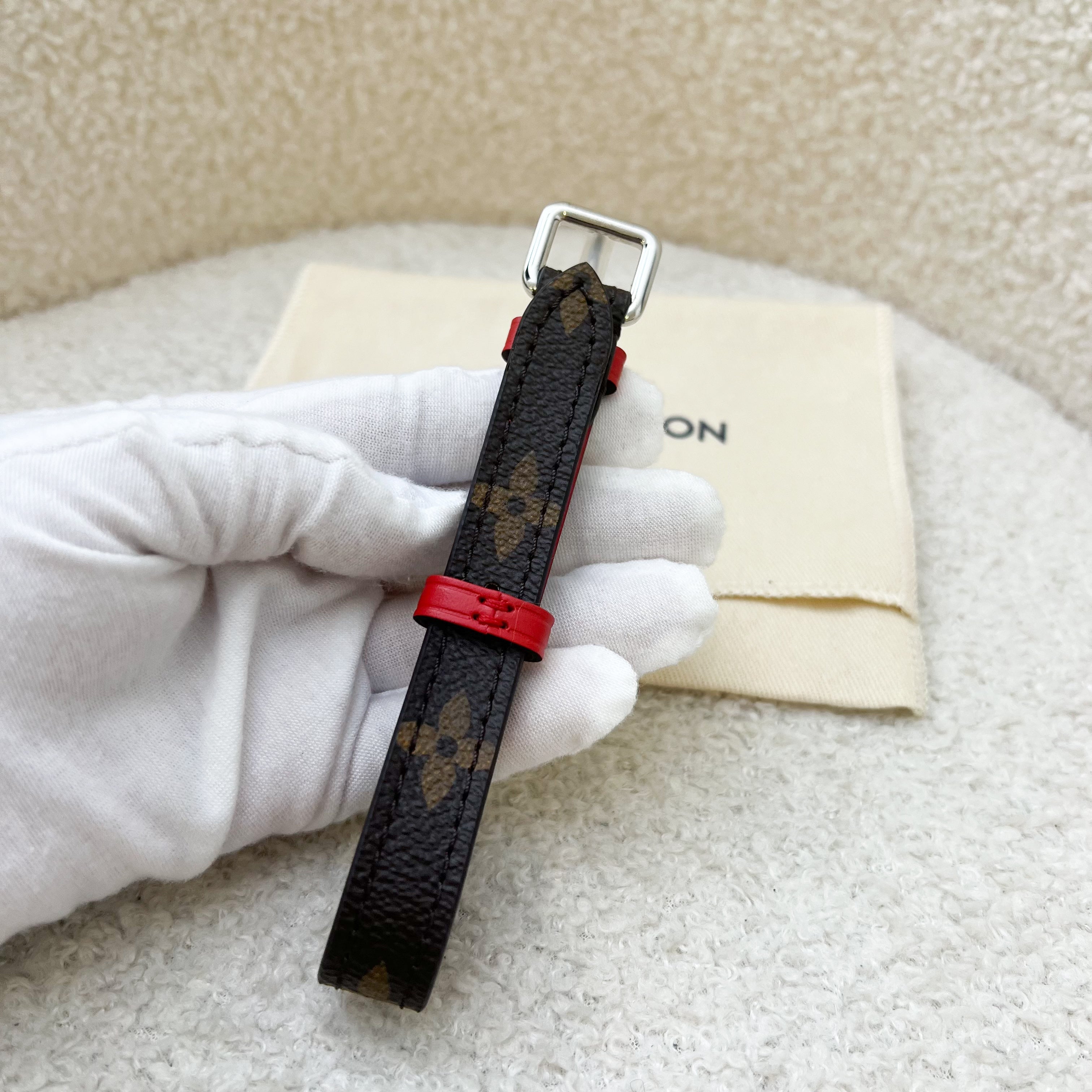 LV Luggage Tag in Dark Orange / Taupe / Red Epi Leather and Monogram Canvas