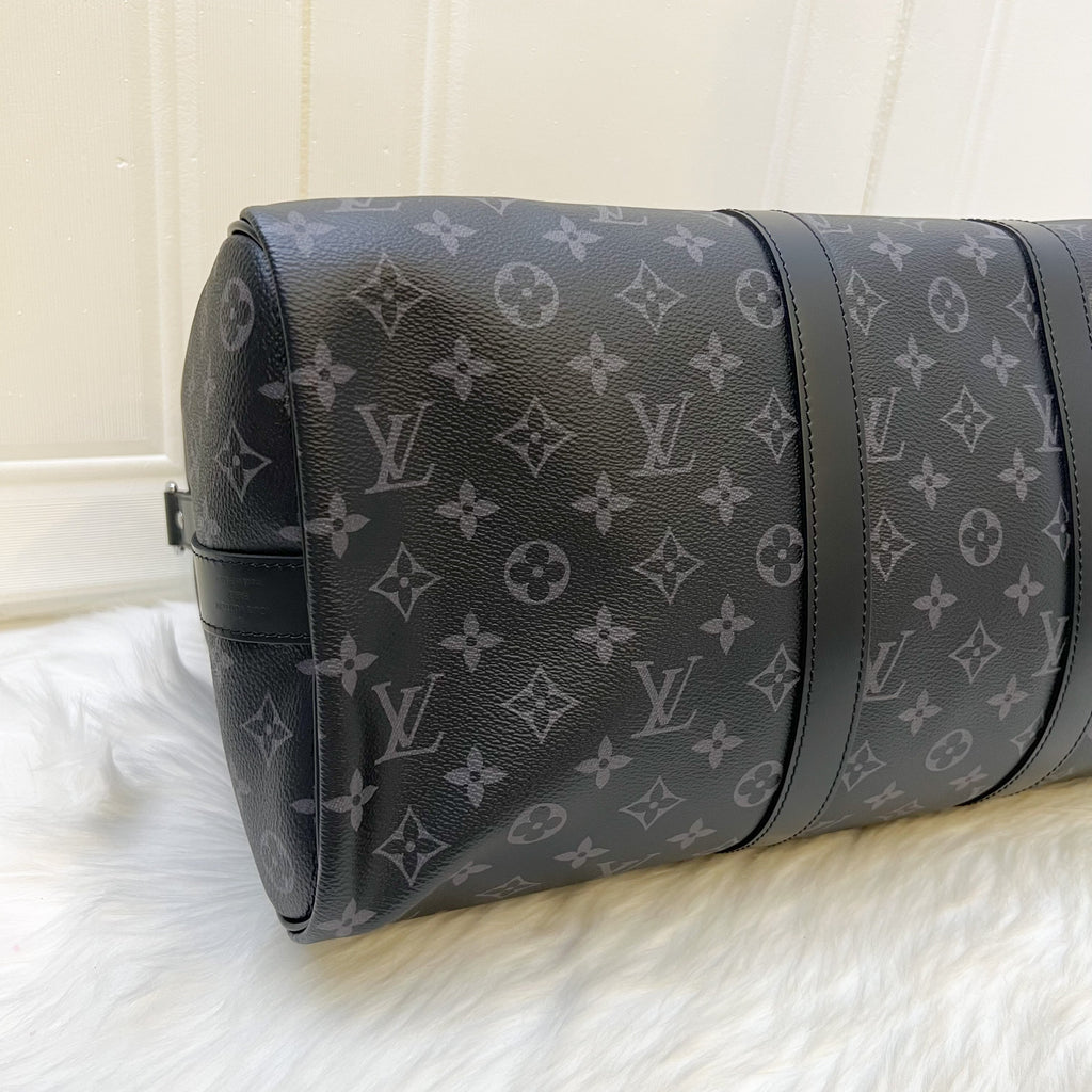 LV Keepall Bandouliere 45 in Monogram Eclipse Canvas and Dark SHW