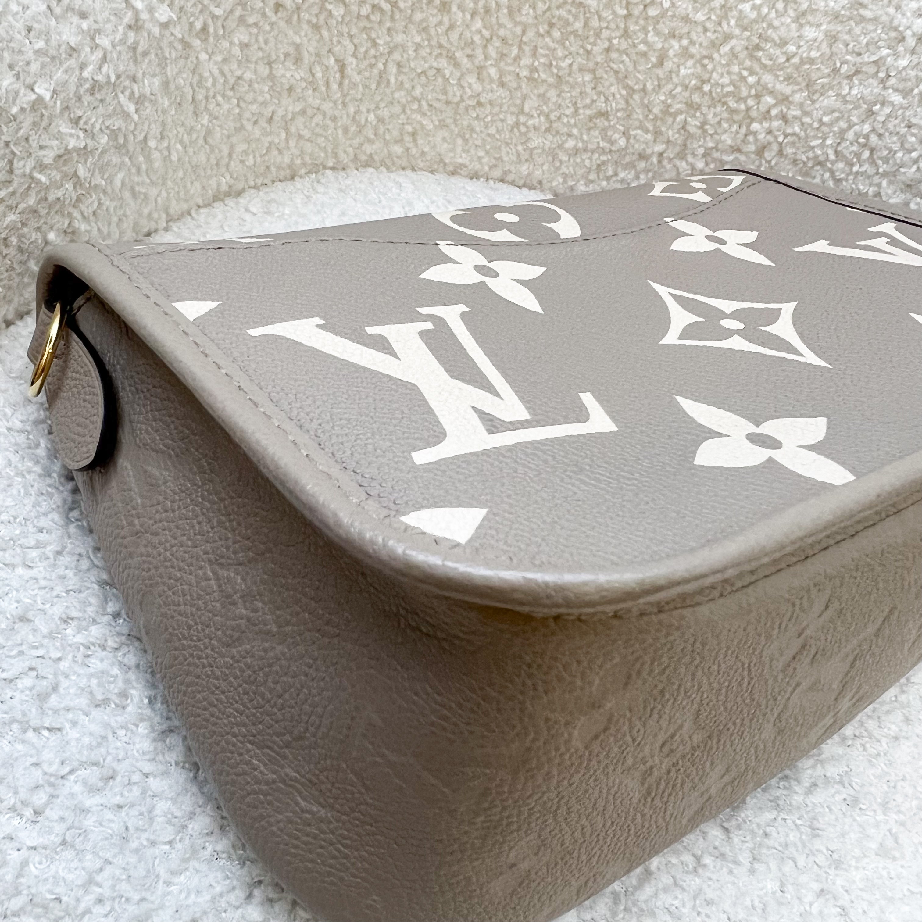 LV Diane PM in Tourterelle (Grey) / Creme Giant Monogram Empreinte Leather and GHW