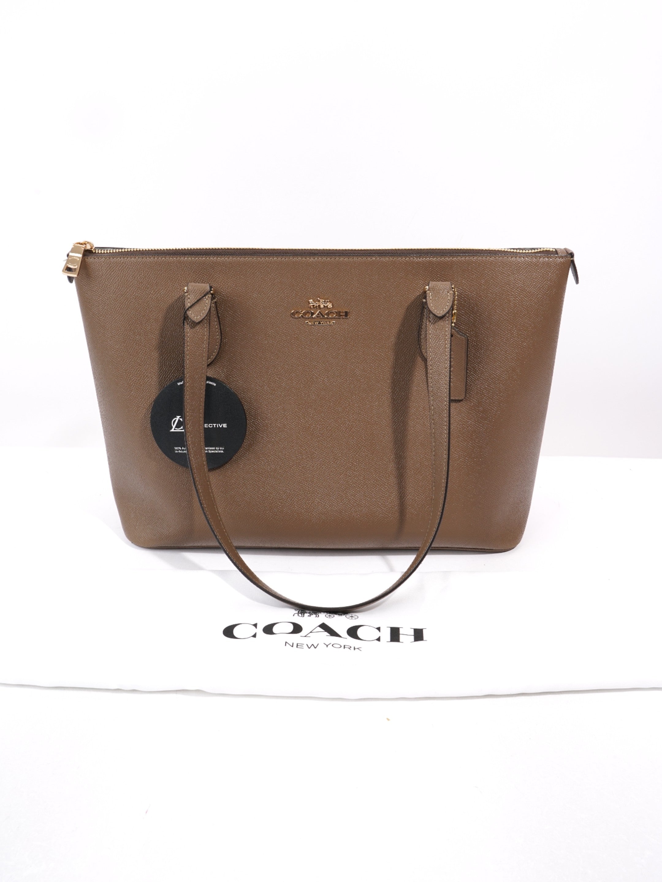 Coach Gallery Tote Light Brown Grained Leather