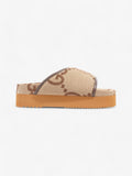 Gucci GG Platform Slides Beige And Ebony GG Supreme Canvas EU 38 UK 5