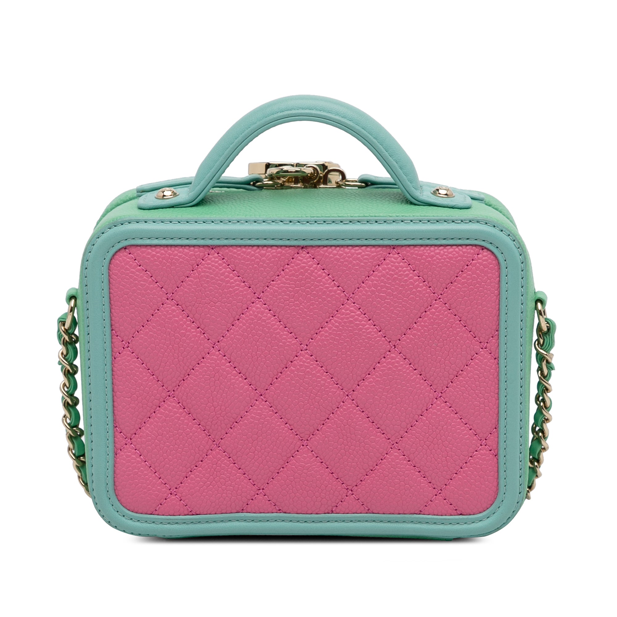 Chanel CC Filigree Vanity Case Pink Caviar Gold