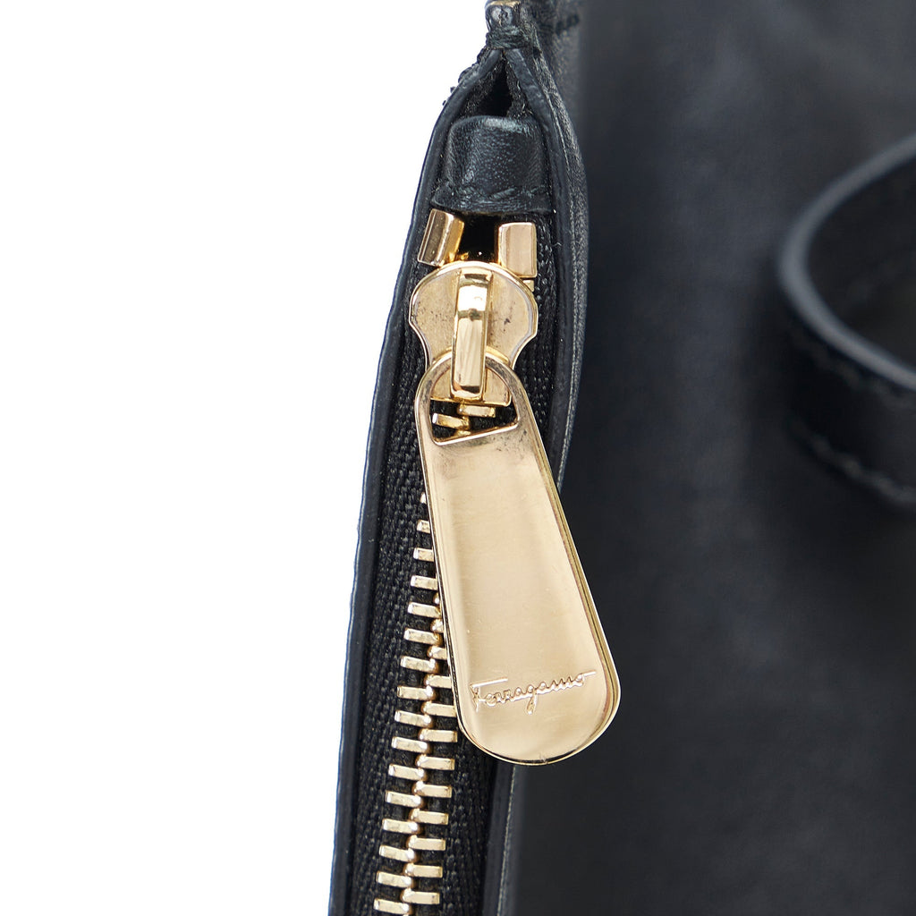 Black Ferragamo Gancini Tote Bag