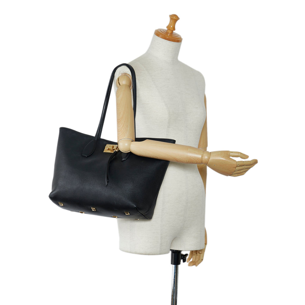 Black Ferragamo Gancini Tote Bag