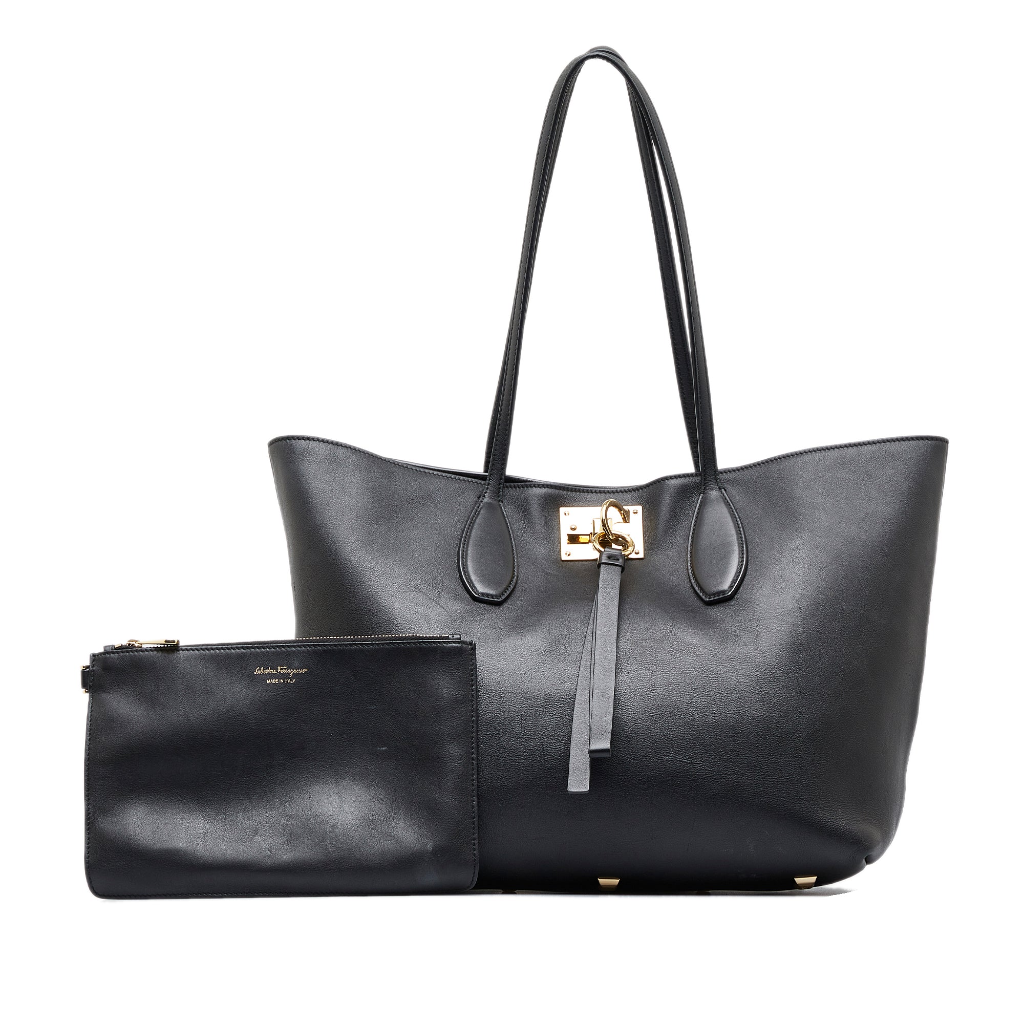 Black Ferragamo Gancini Tote Bag