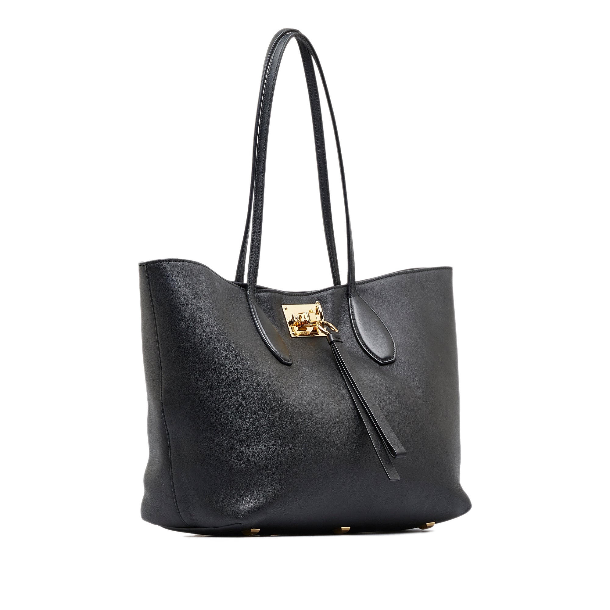 Black Ferragamo Gancini Tote Bag
