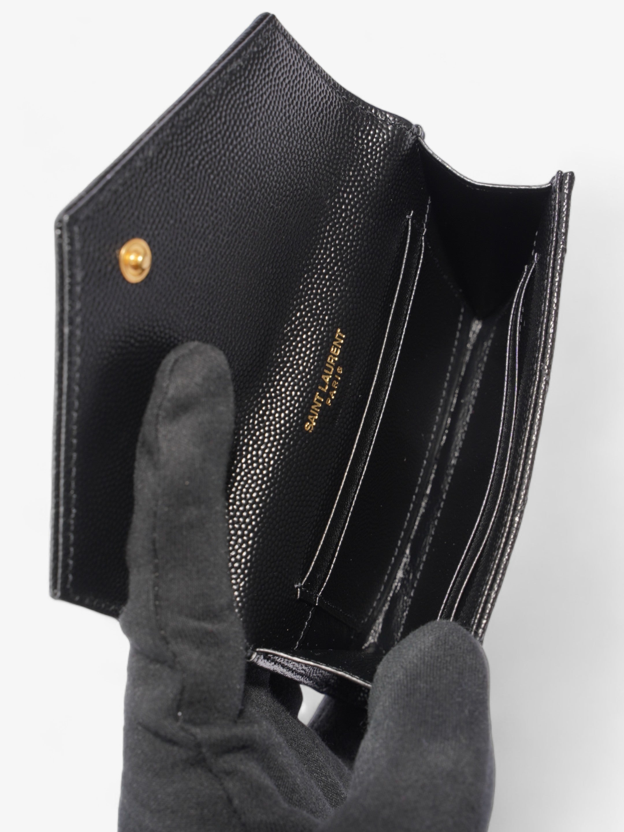 Saint Laurent Monogram Fold Wallet Black Matelasse Leather
