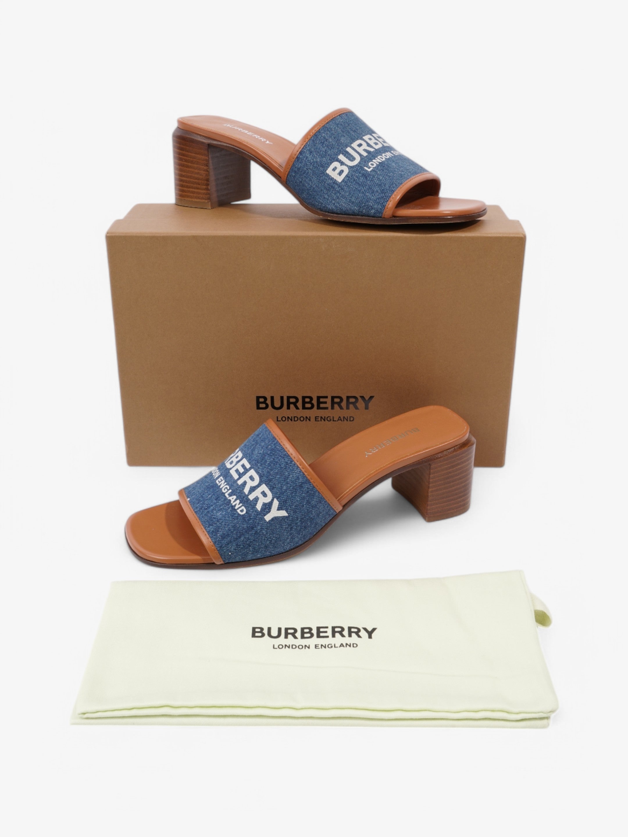 Burberry Denim Mules 55 Blue / Brown Denim EU 38 UK 5