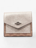 Coach Trifold Purse Gold / Beige / Brown Coated Canvas