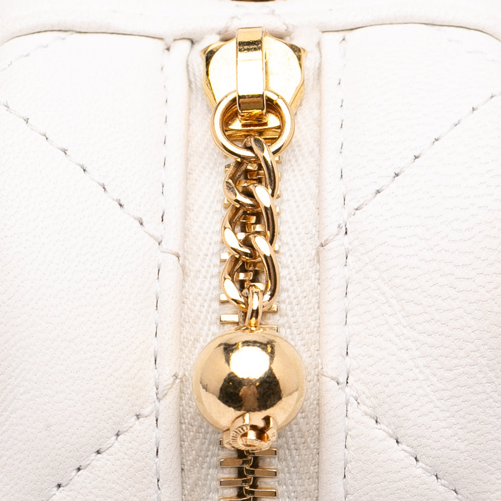 Chanel Camera Bag Small White Quilted Lambskin Gold
