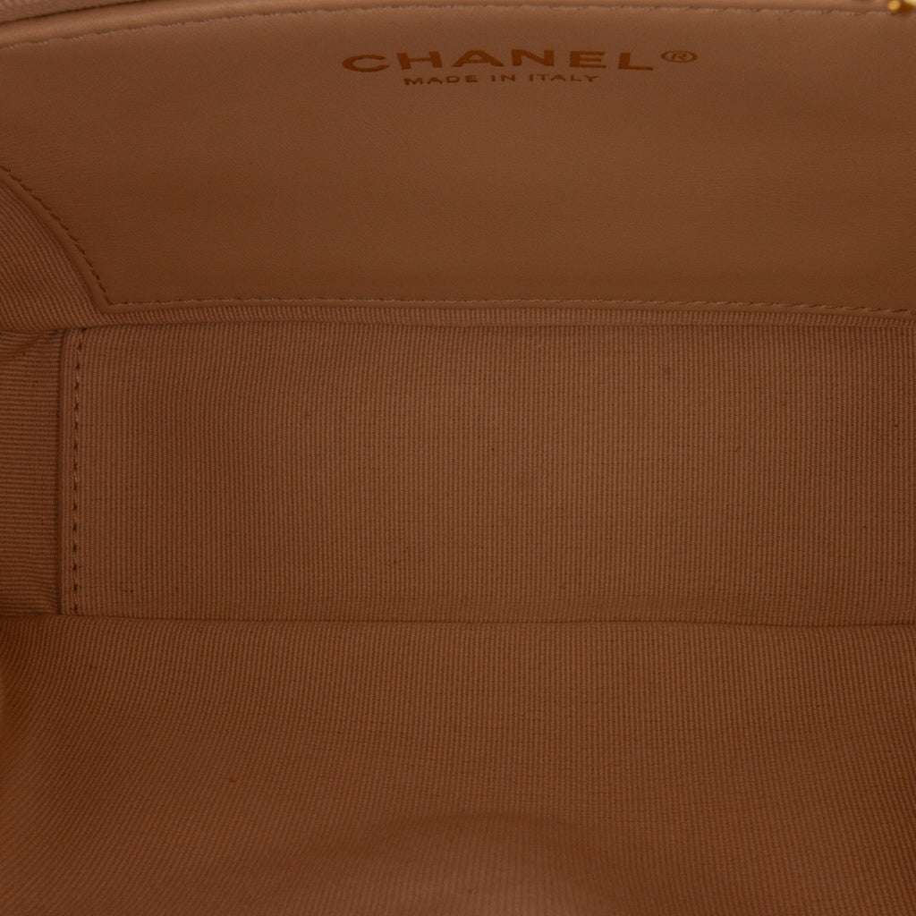 Chanel Camera Bag Small White Quilted Lambskin Gold