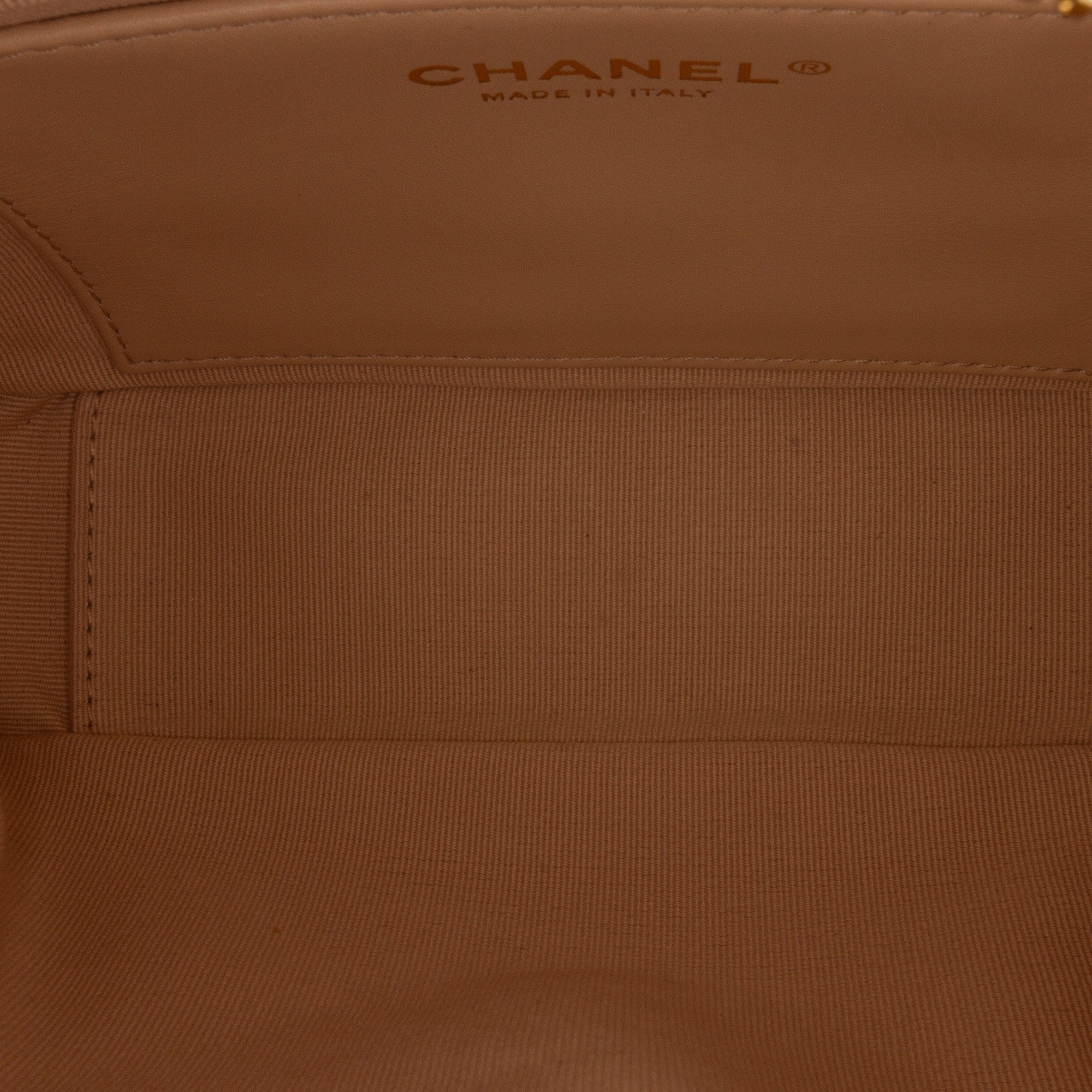 Chanel Camera Bag Small White Quilted Lambskin Gold