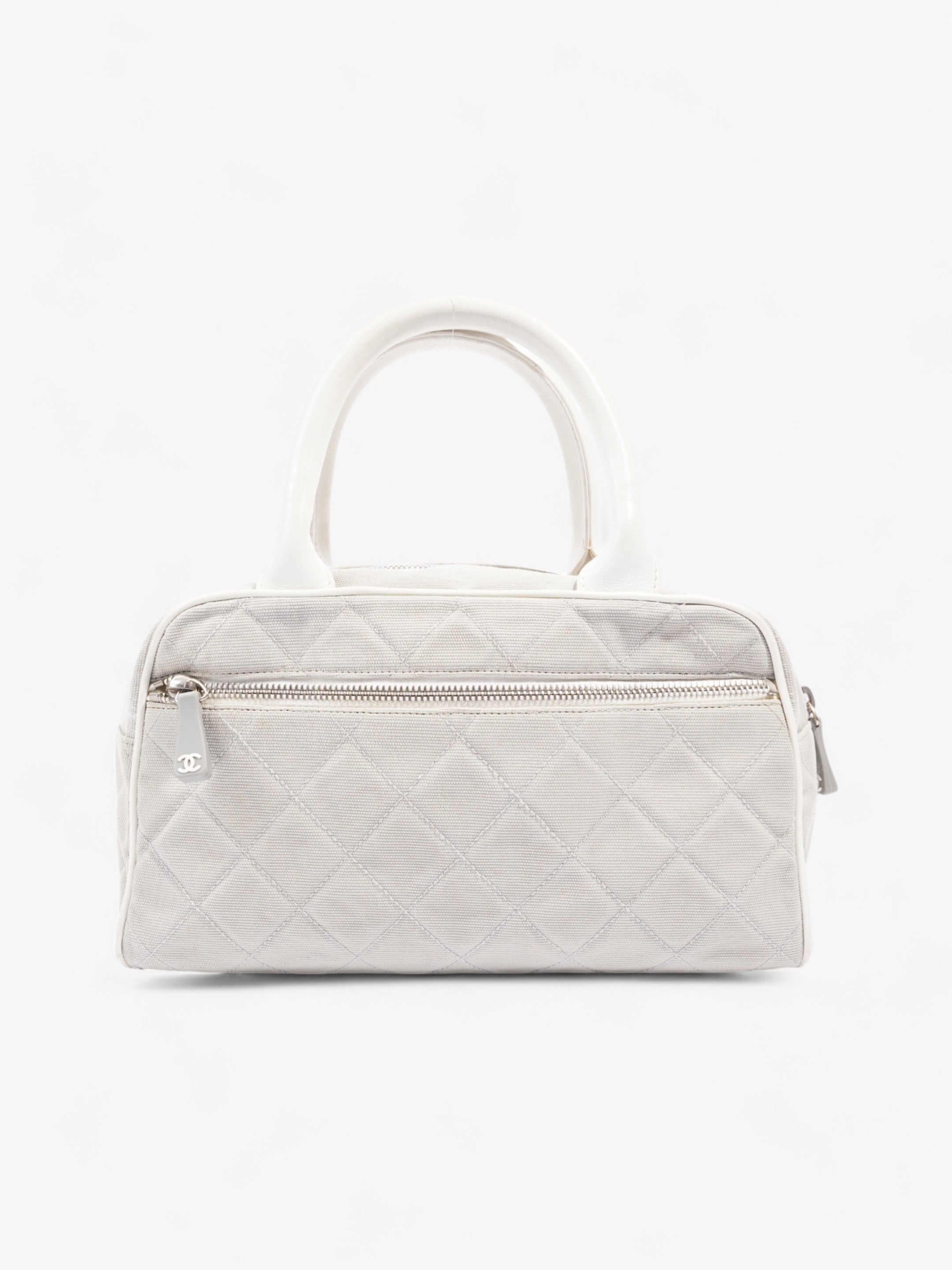 Chanel Sports Line Boston Bag Grey / White Cotton