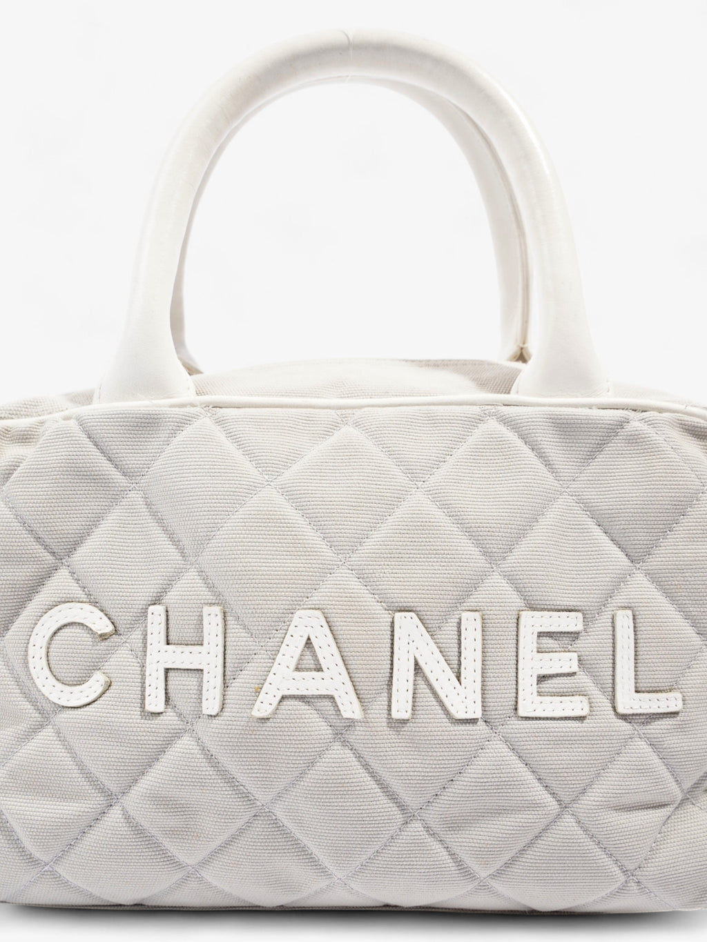 Chanel Sports Line Boston Bag Grey / White Cotton