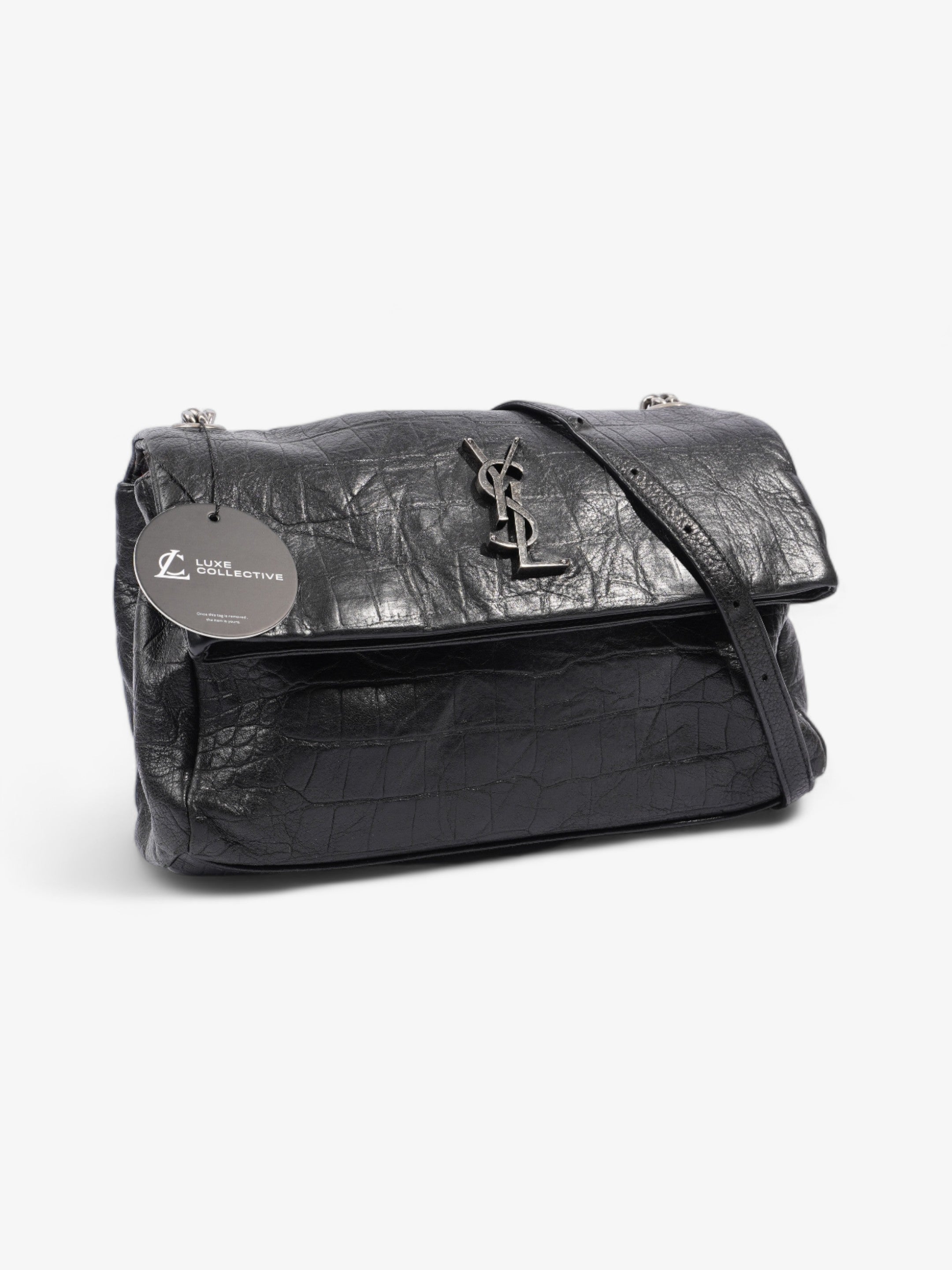 Saint Laurent West Hollywood Monogram Black Calfskin Leather Medium