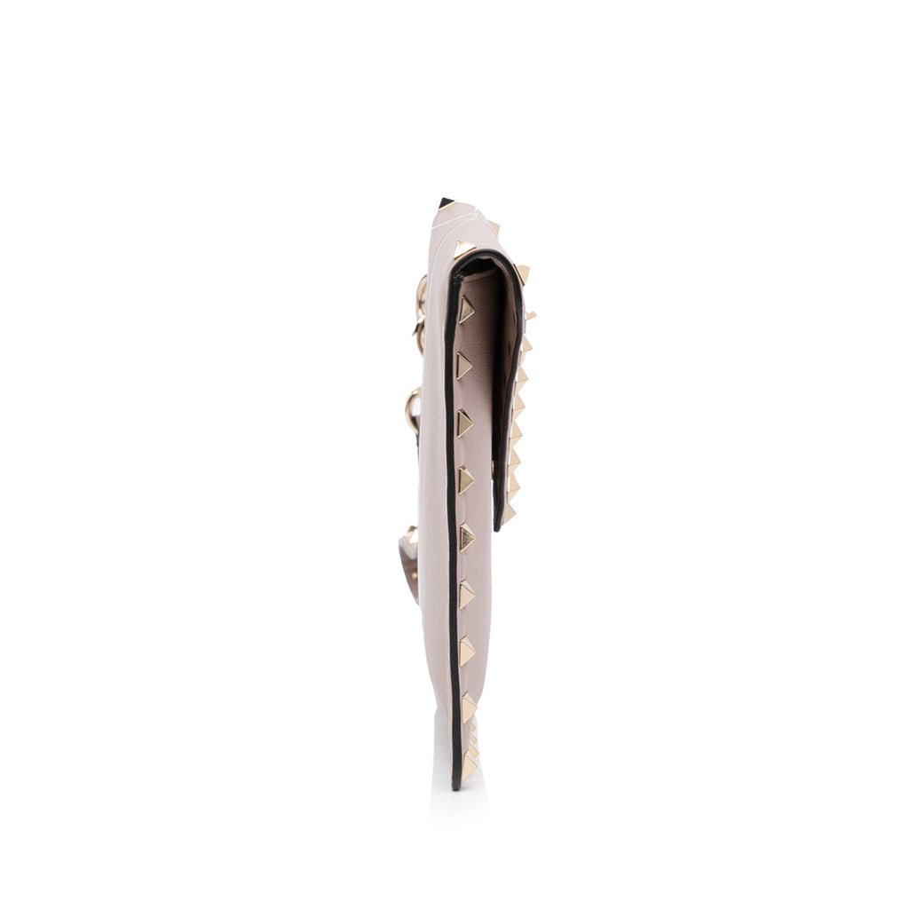 Valentino Rockstud Envelope Clutch Light Brown