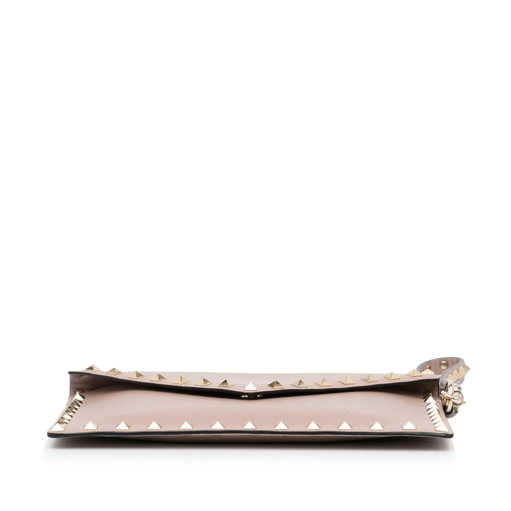 Valentino Rockstud Envelope Clutch Light Brown