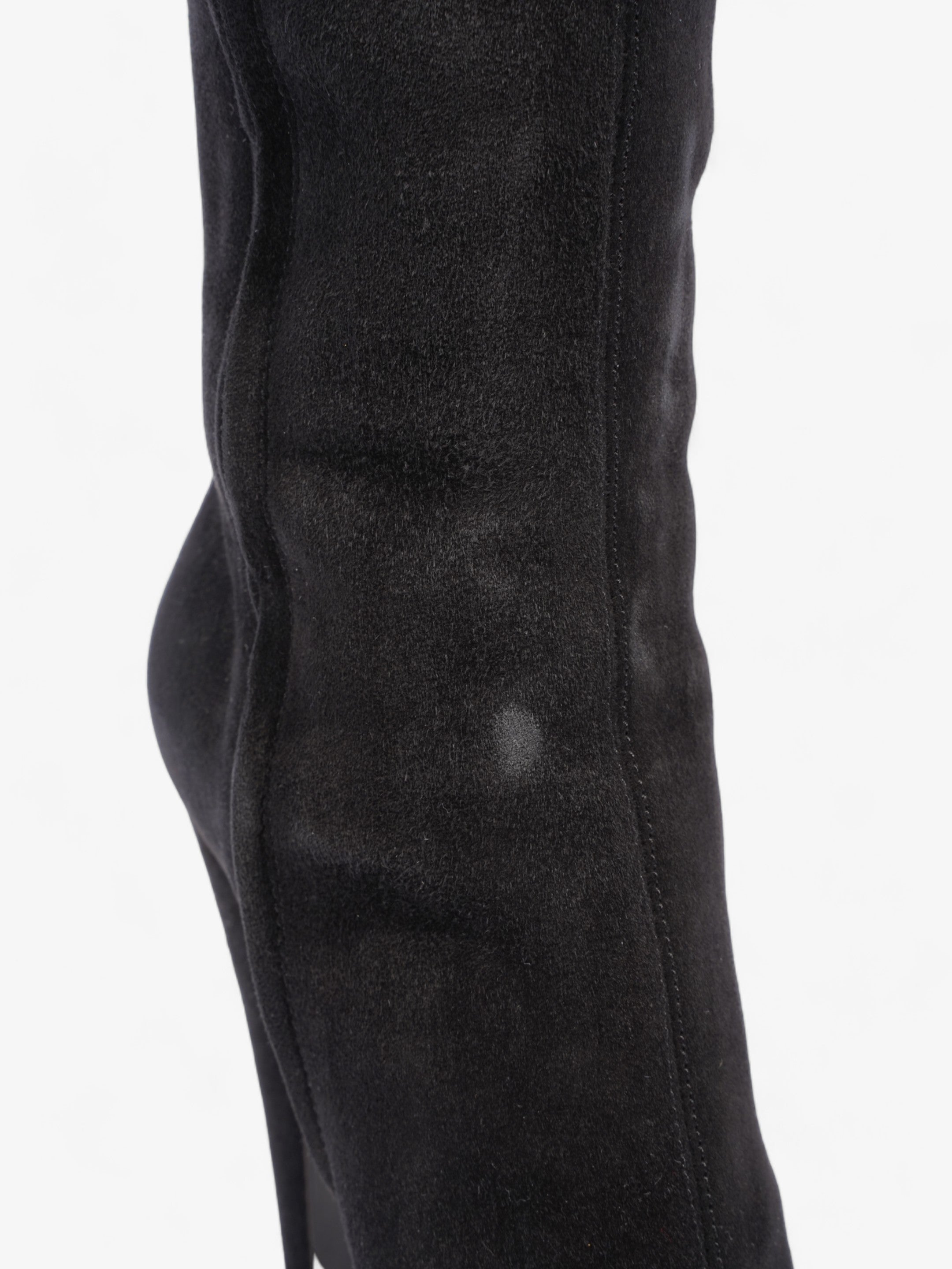 Prada Fur Trim Calf Boots 100mm Black Suede EU 37 UK 4
