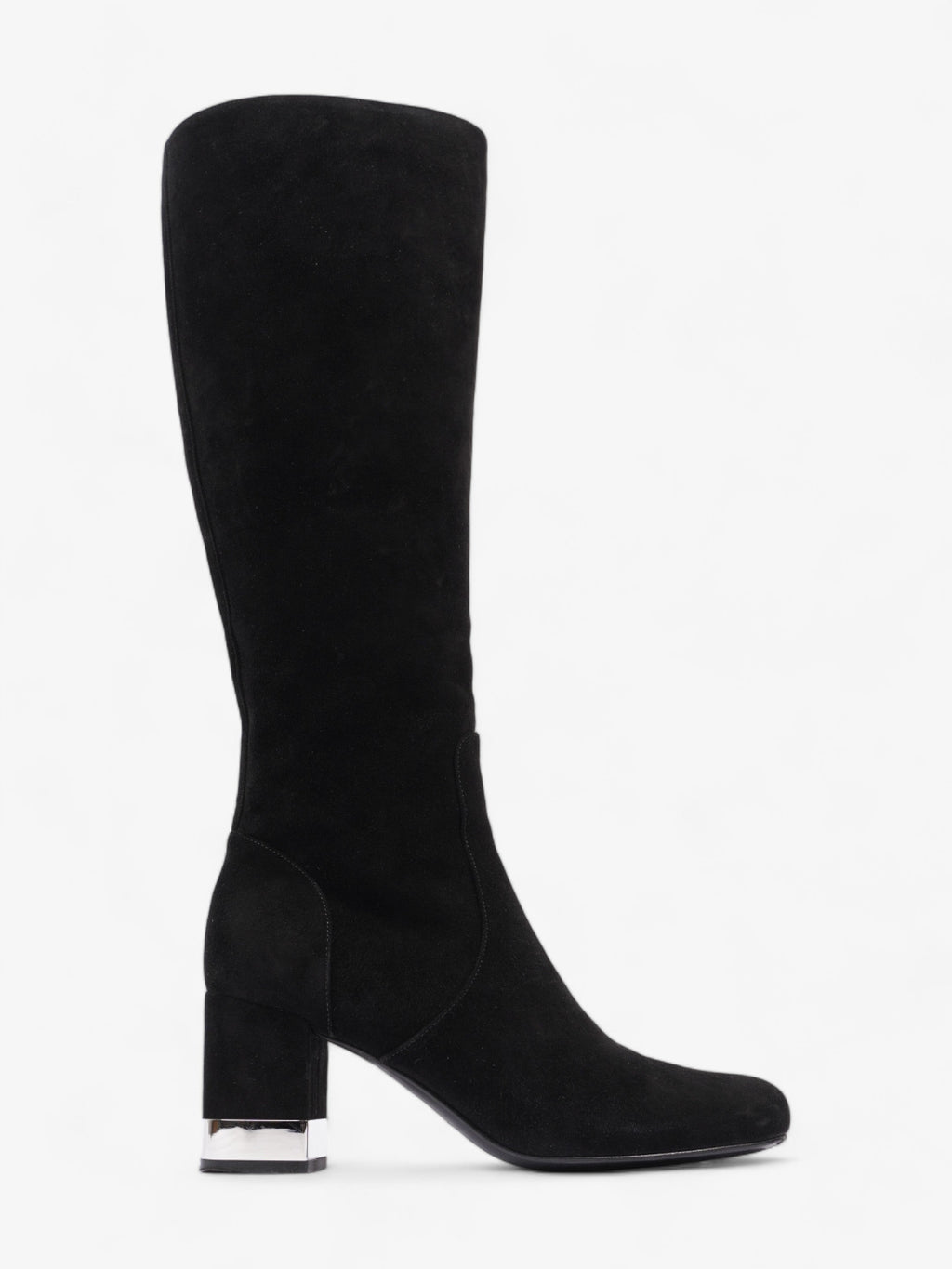 Saint Laurent Babies 70 Tall Boots 70mm Black / Silver Suede EU 37 UK 4