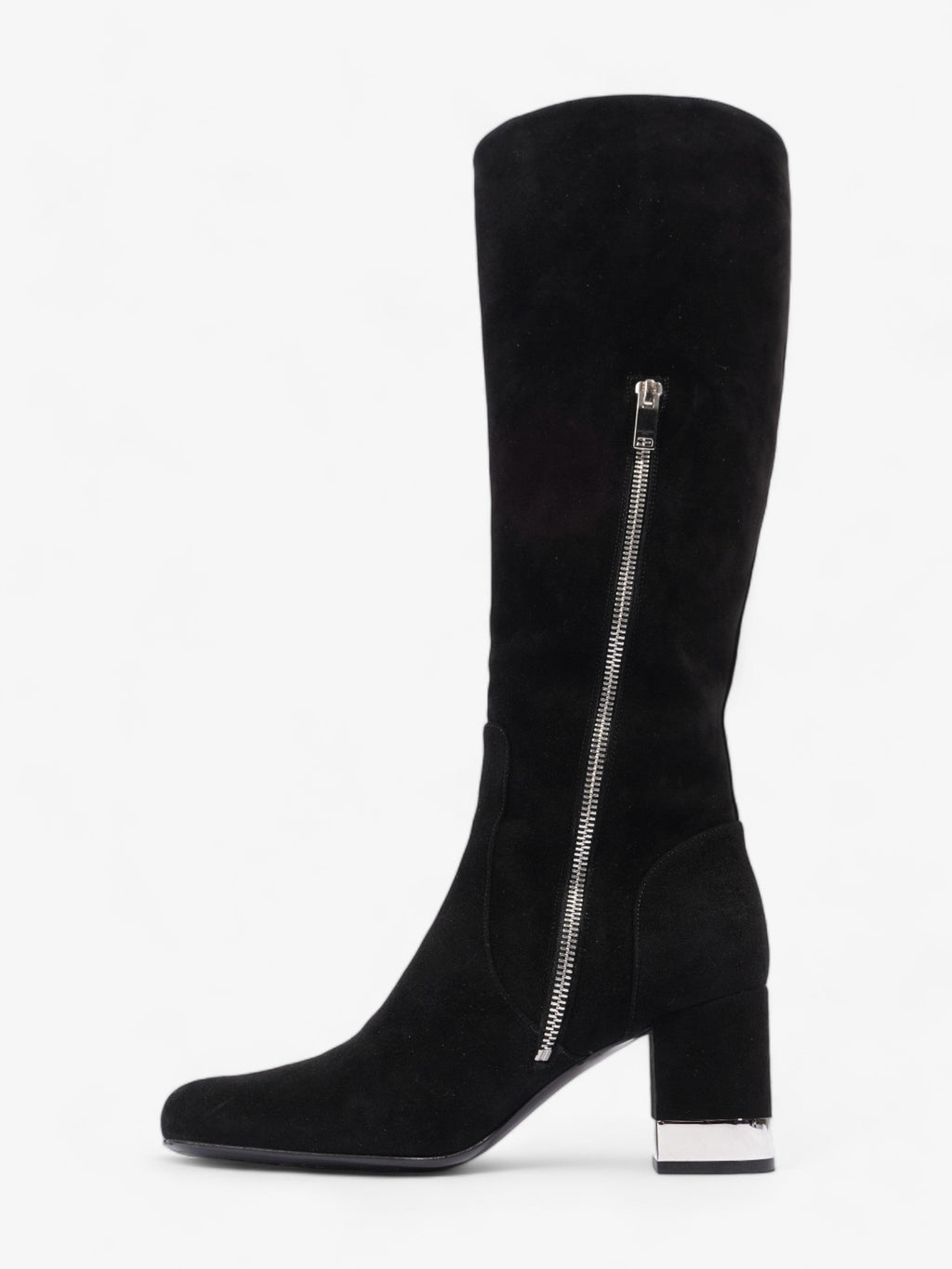 Saint Laurent Babies 70 Tall Boots 70mm Black / Silver Suede EU 37 UK 4