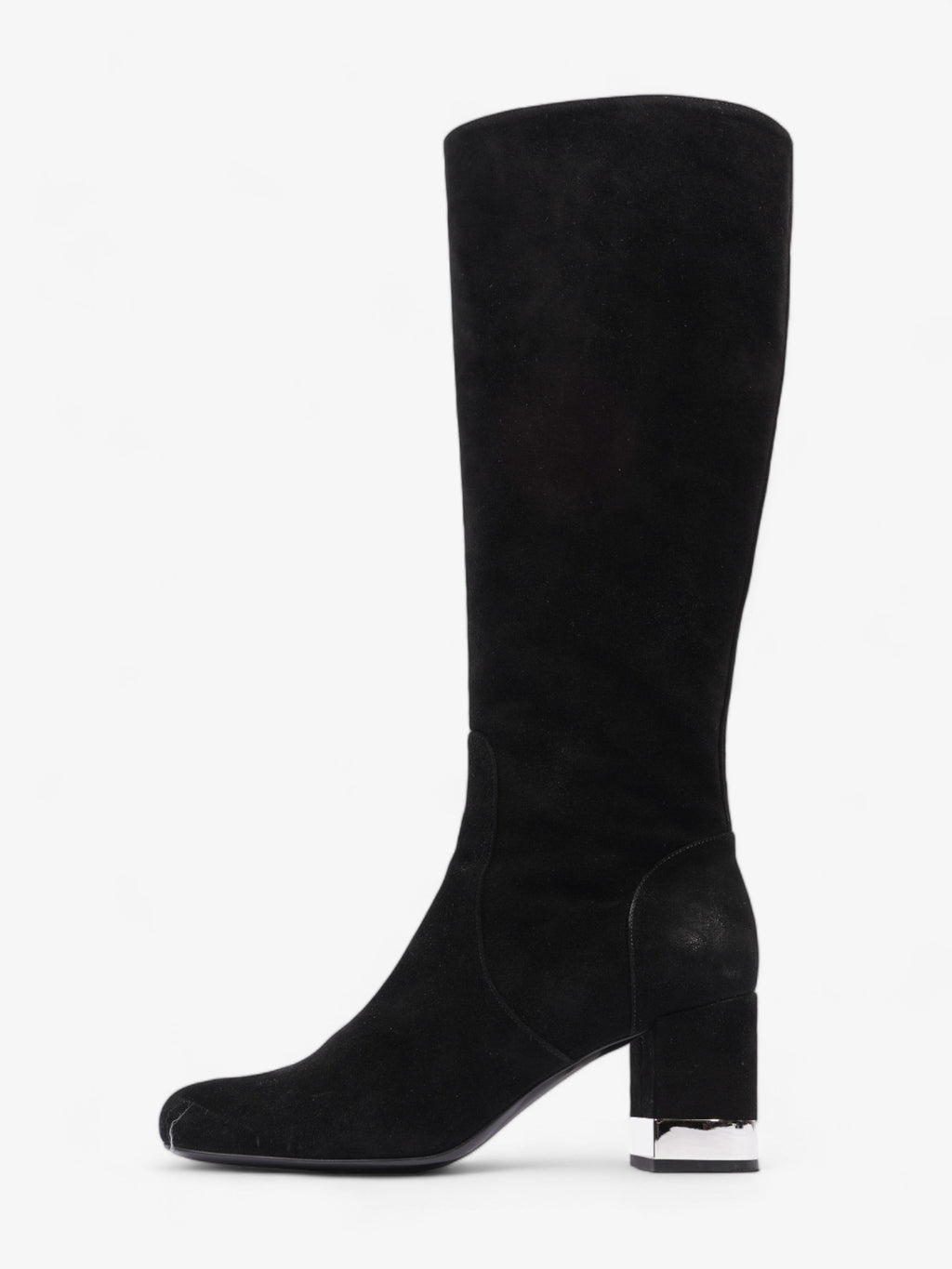 Saint Laurent Babies 70 Tall Boots 70mm Black / Silver Suede EU 37 UK 4
