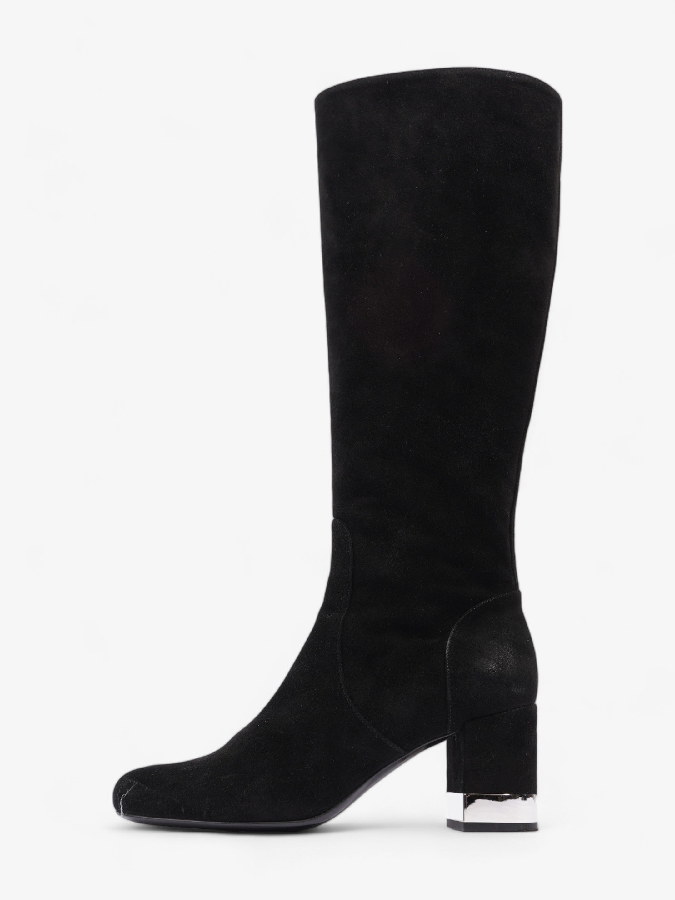 Saint Laurent Babies 70 Tall Boots 70mm Black / Silver Suede EU 37 UK 4