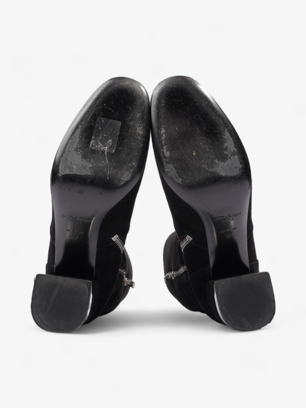 Saint Laurent Babies 70 Tall Boots 70mm Black / Silver Suede EU 37 UK 4