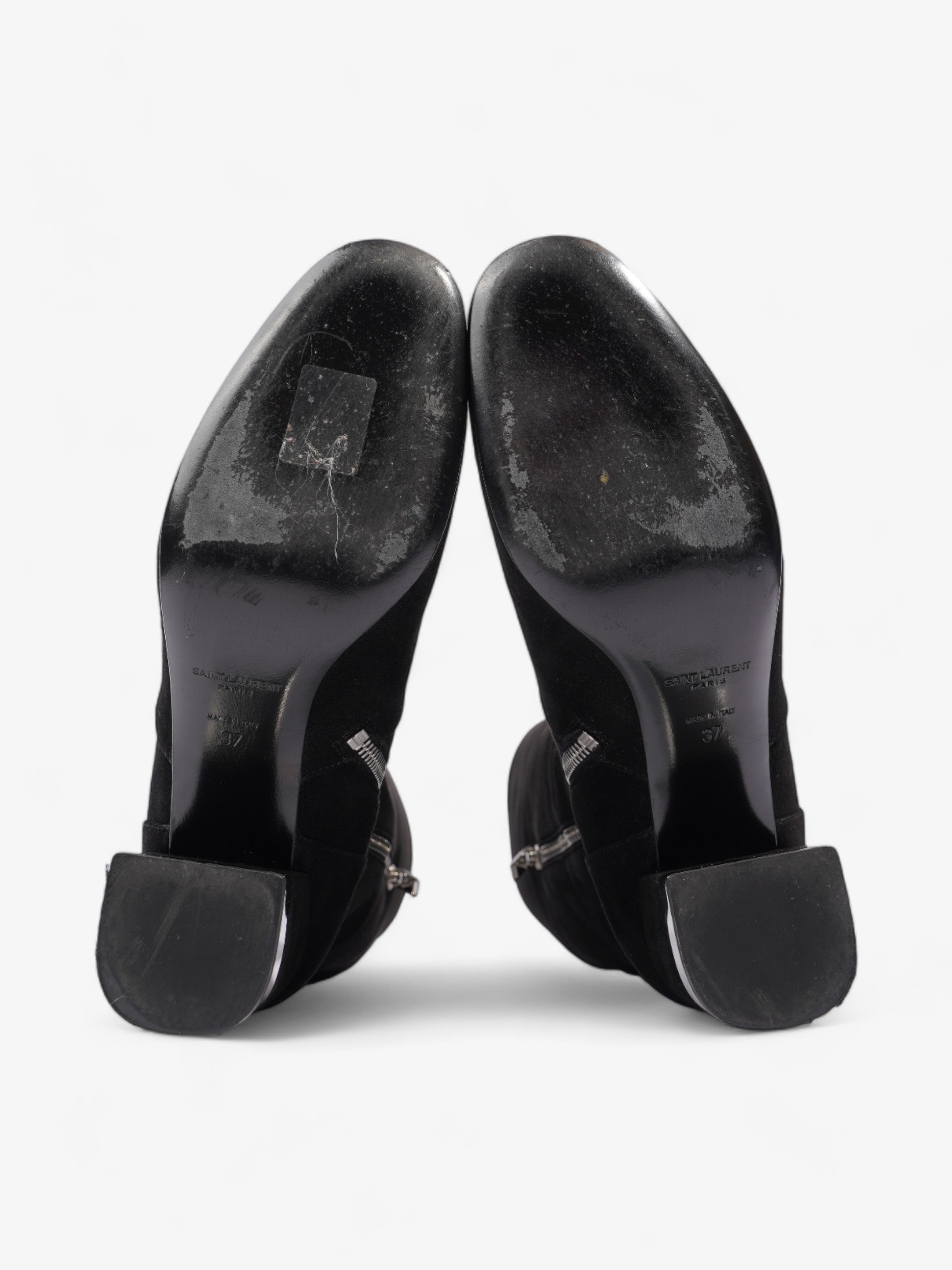 Saint Laurent Babies 70 Tall Boots 70mm Black / Silver Suede EU 37 UK 4