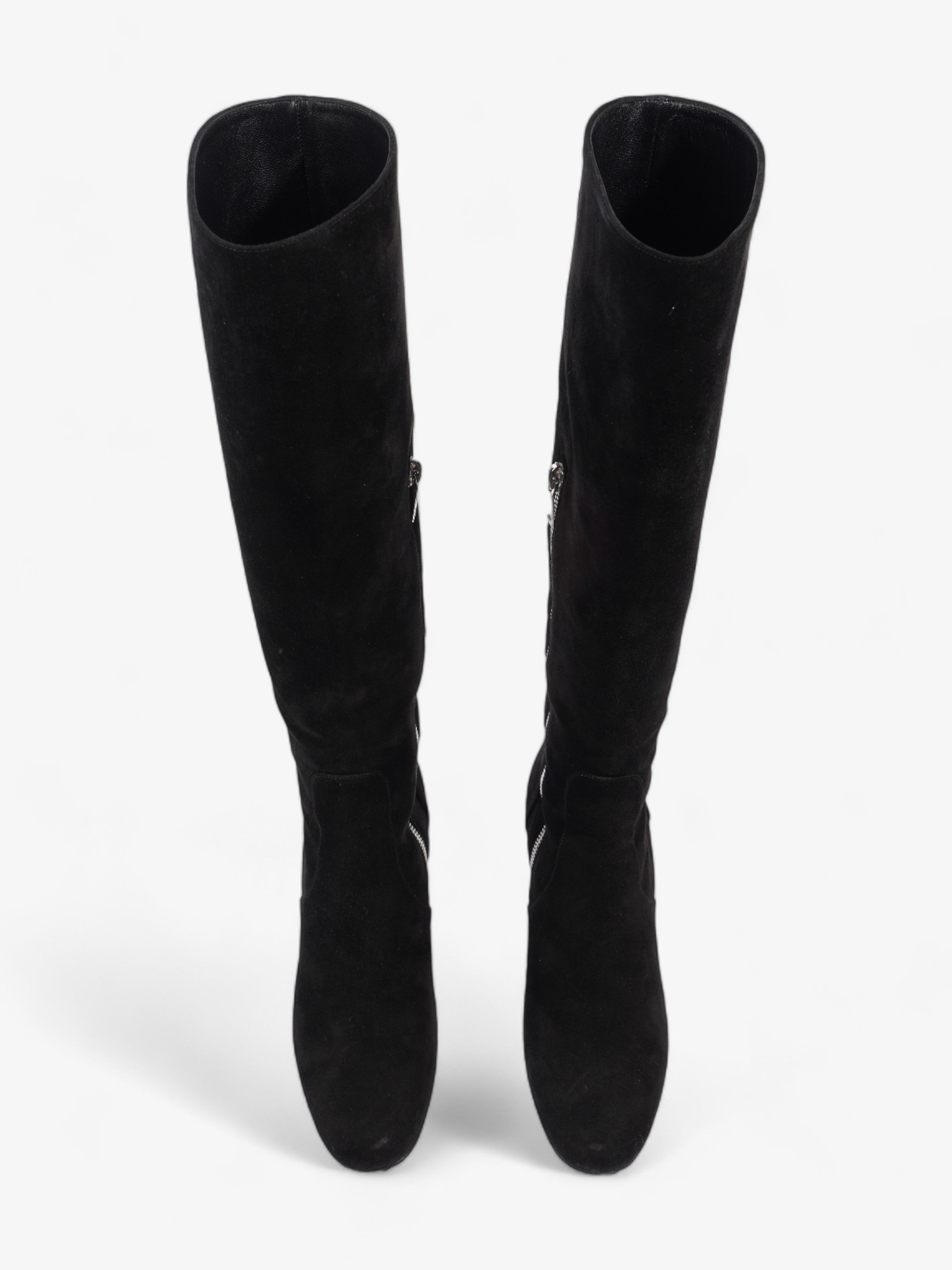 Saint Laurent Babies 70 Tall Boots 70mm Black / Silver Suede EU 37 UK 4
