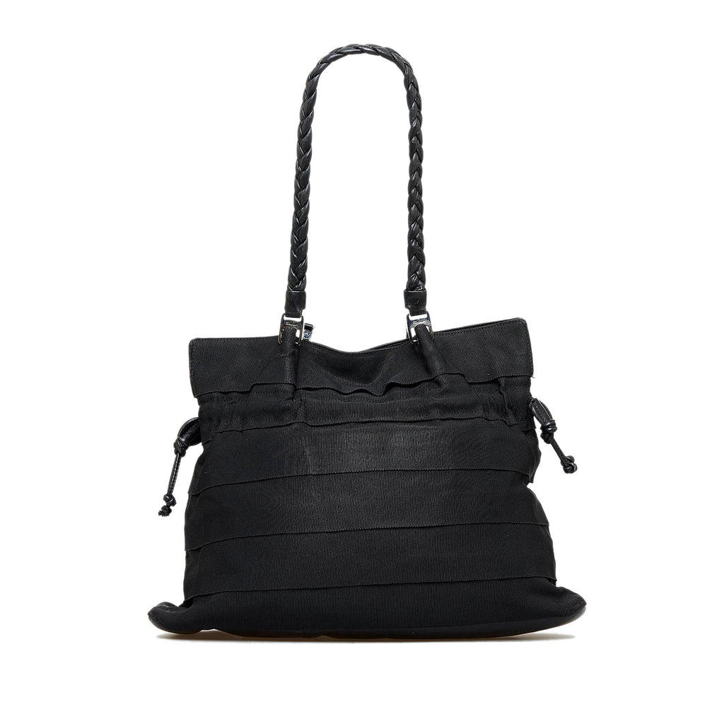 Black Ferragamo Tiered Grosgrain Tote Bag