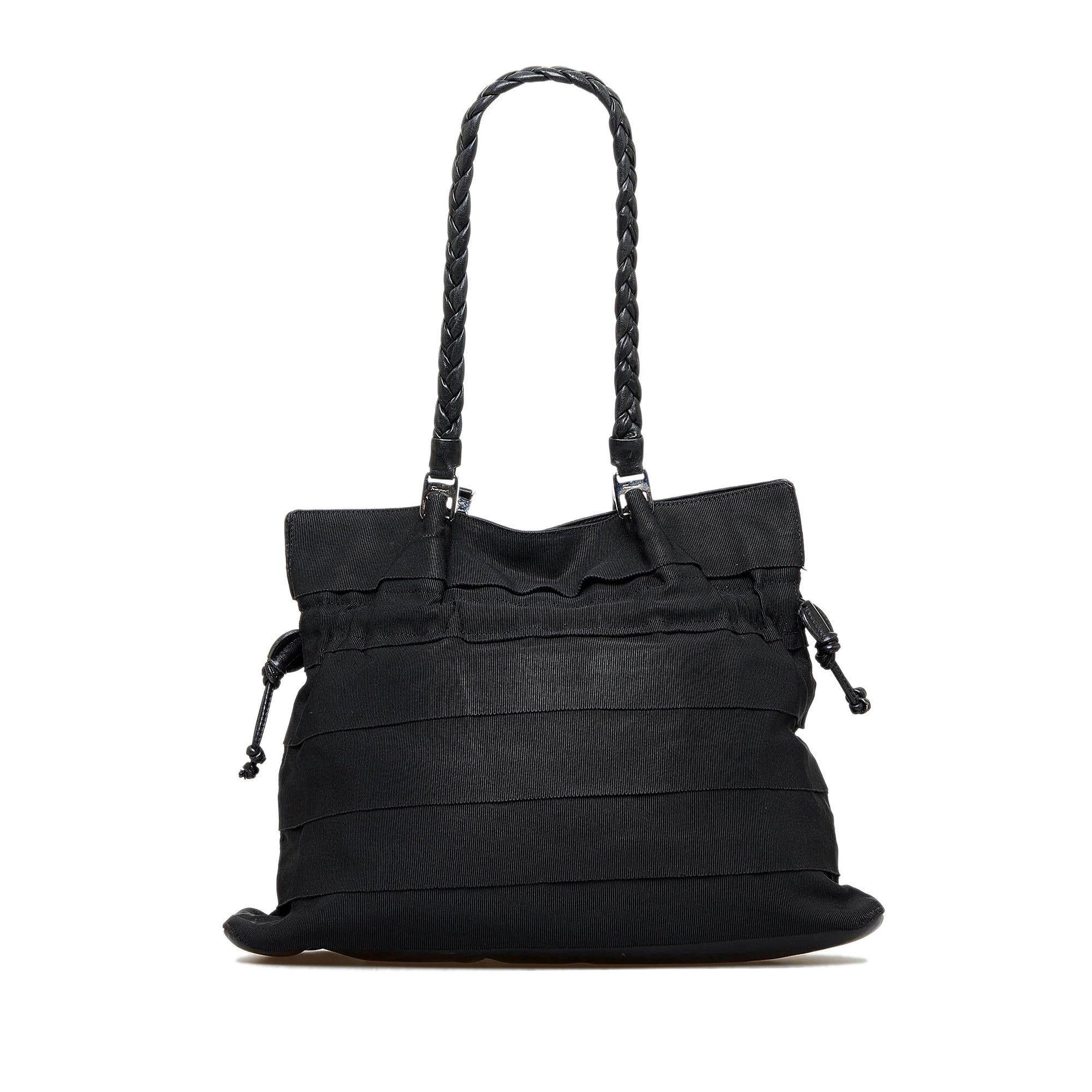 Black Ferragamo Tiered Grosgrain Tote Bag