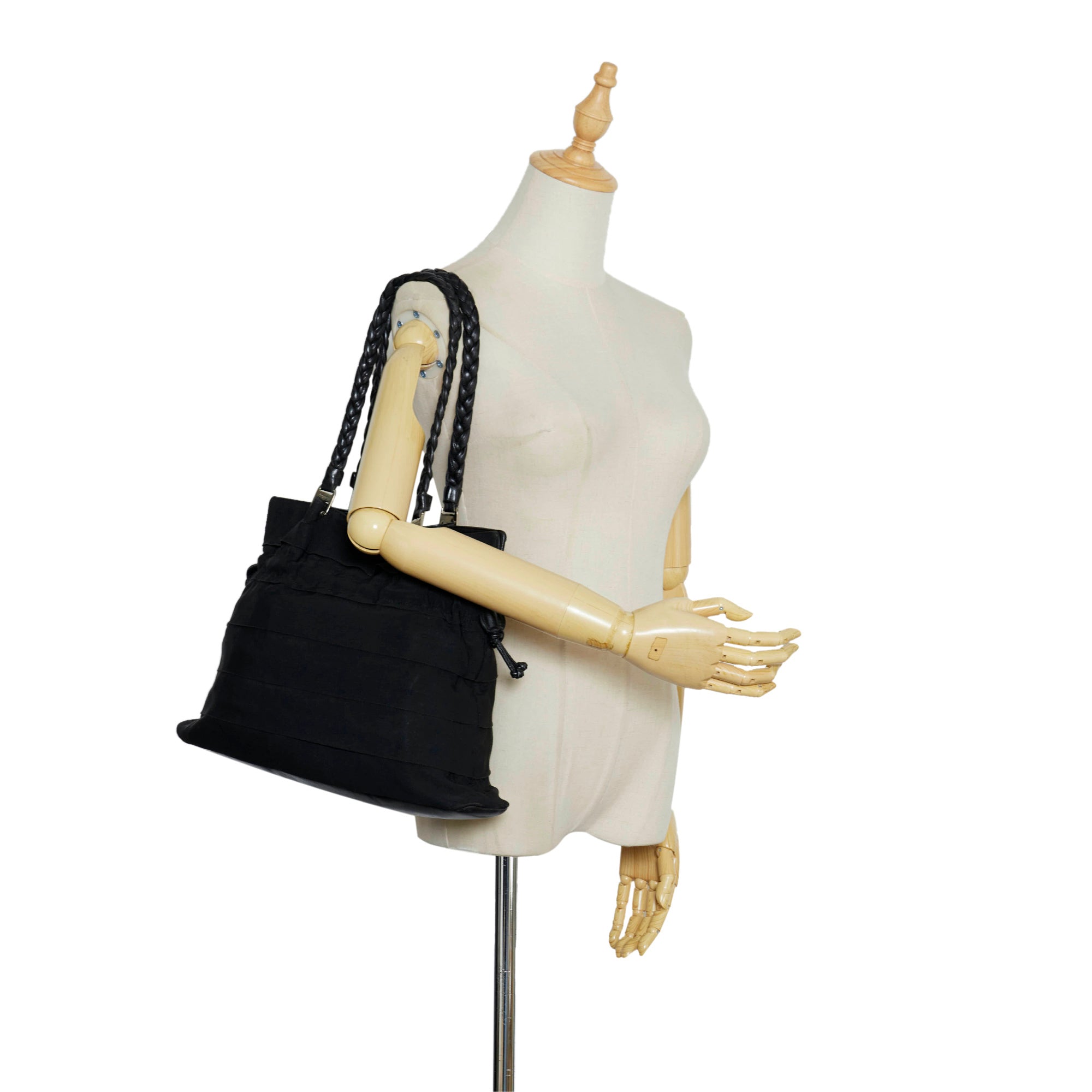 Black Ferragamo Tiered Grosgrain Tote Bag