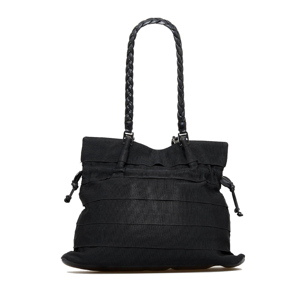 Black Ferragamo Tiered Grosgrain Tote Bag