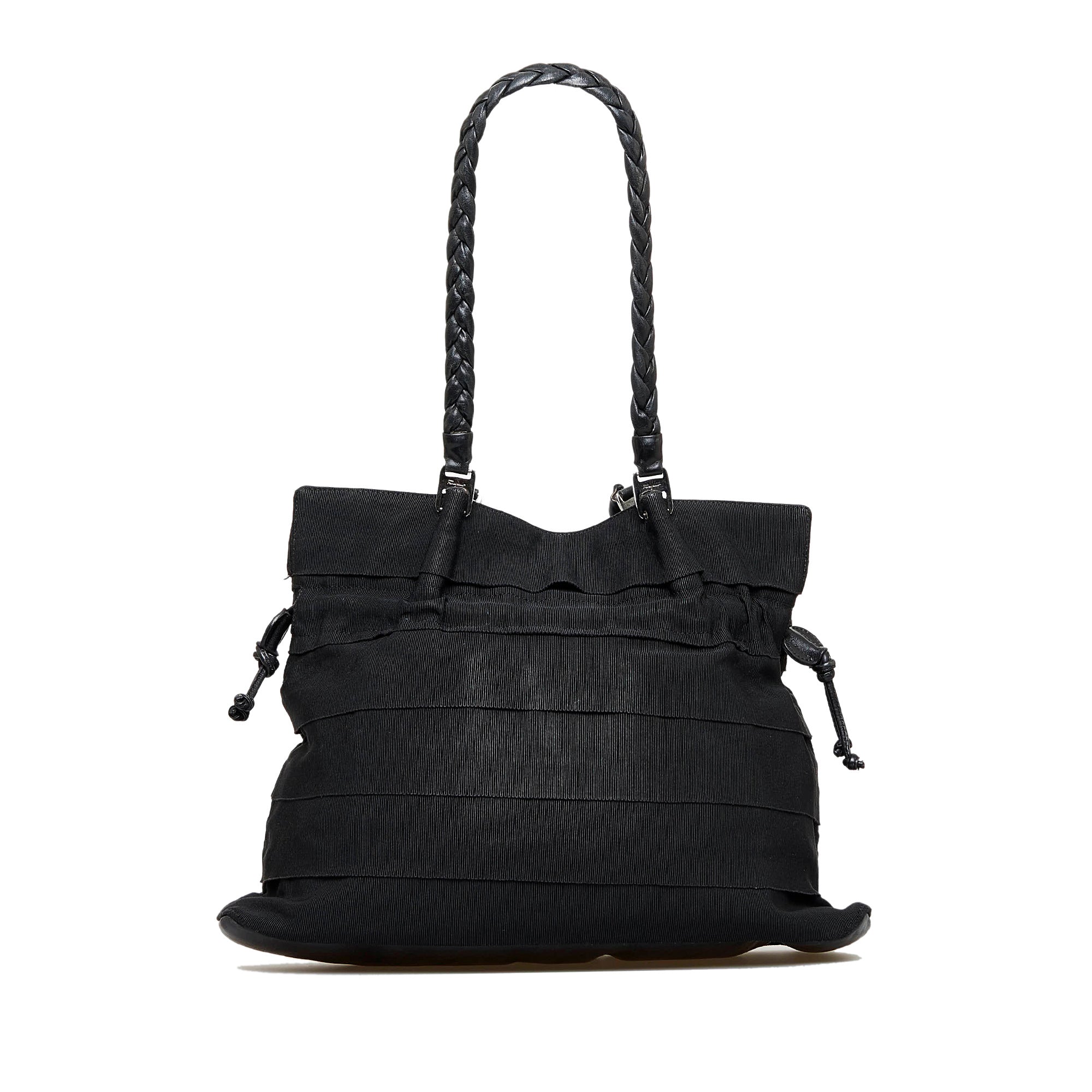Black Ferragamo Tiered Grosgrain Tote Bag