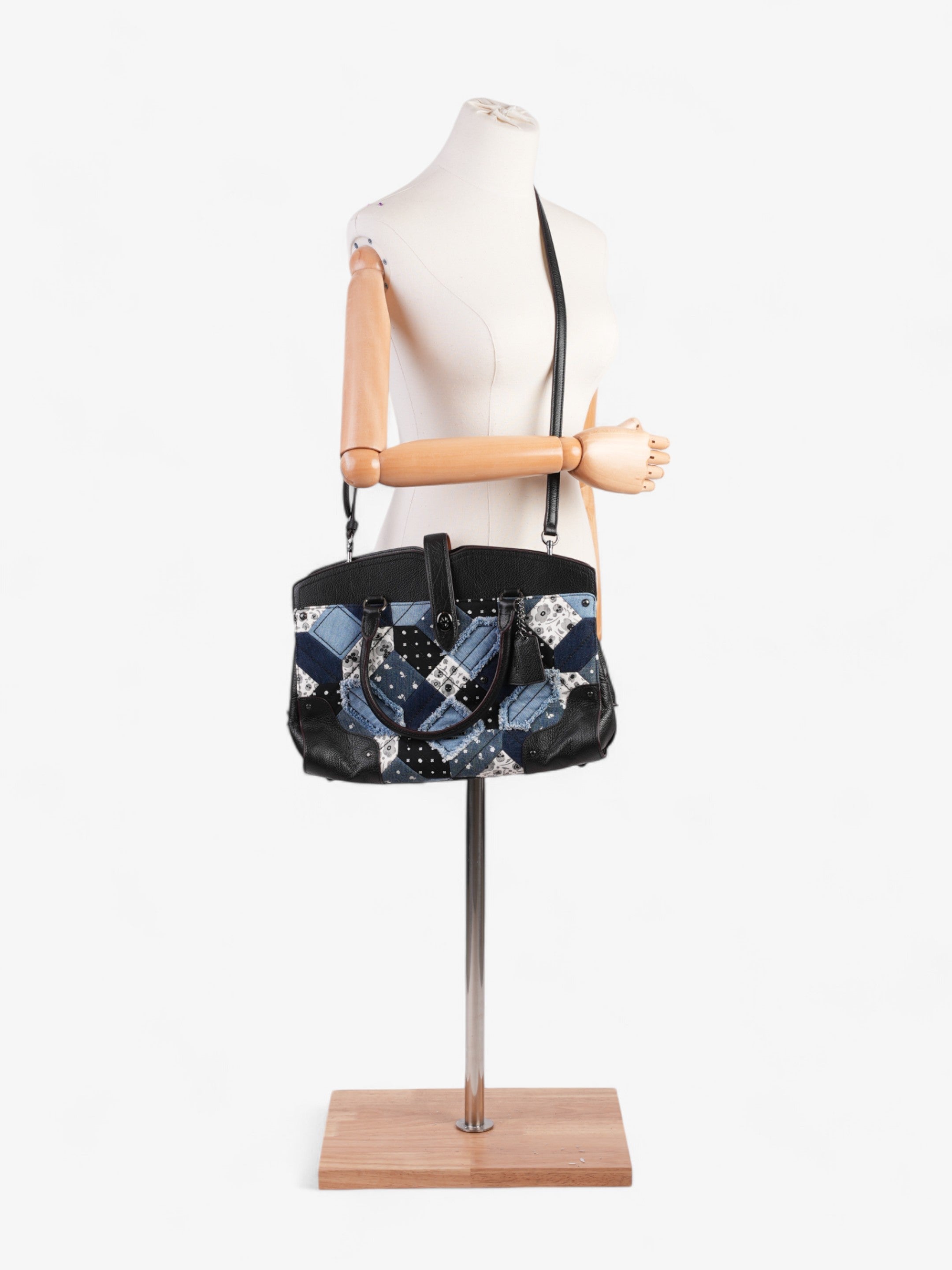 Coach Mercer Satchel Black / Blue Denim