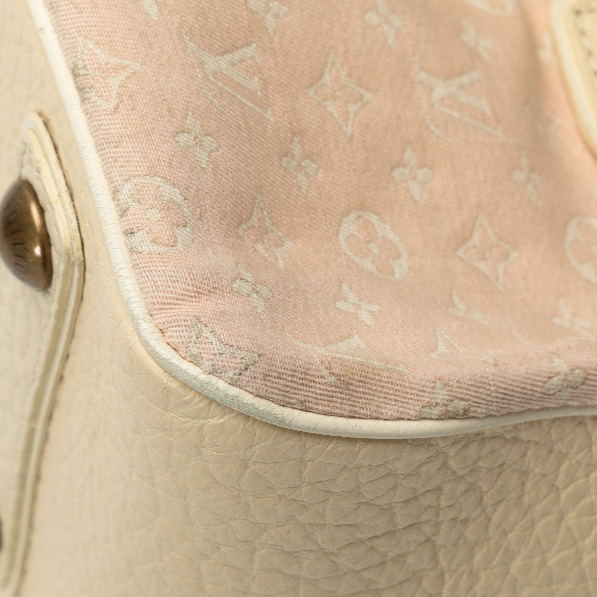 Beige Louis Vuitton Monogram Mini Lin Trapeze PM Handbag