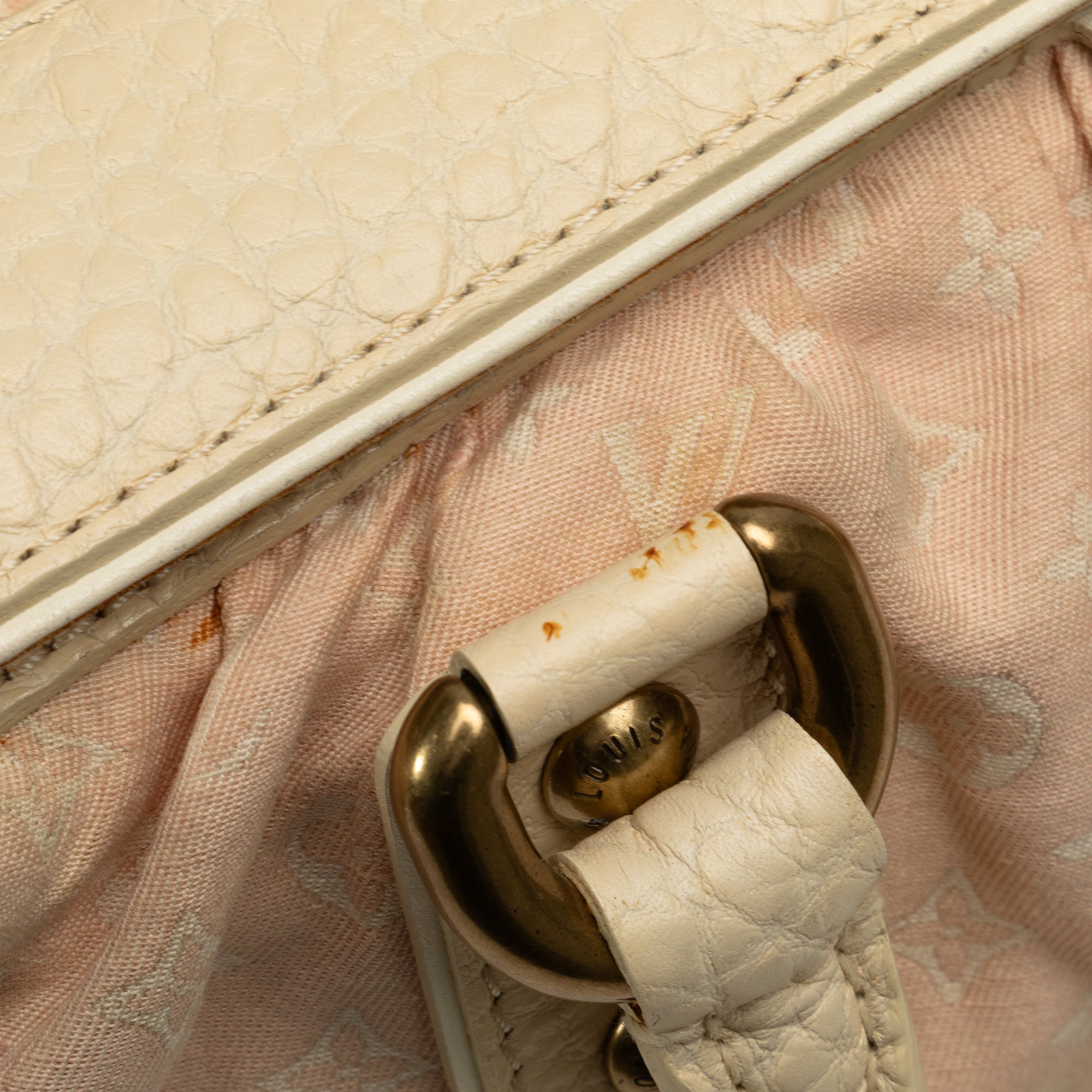 Beige Louis Vuitton Monogram Mini Lin Trapeze PM Handbag