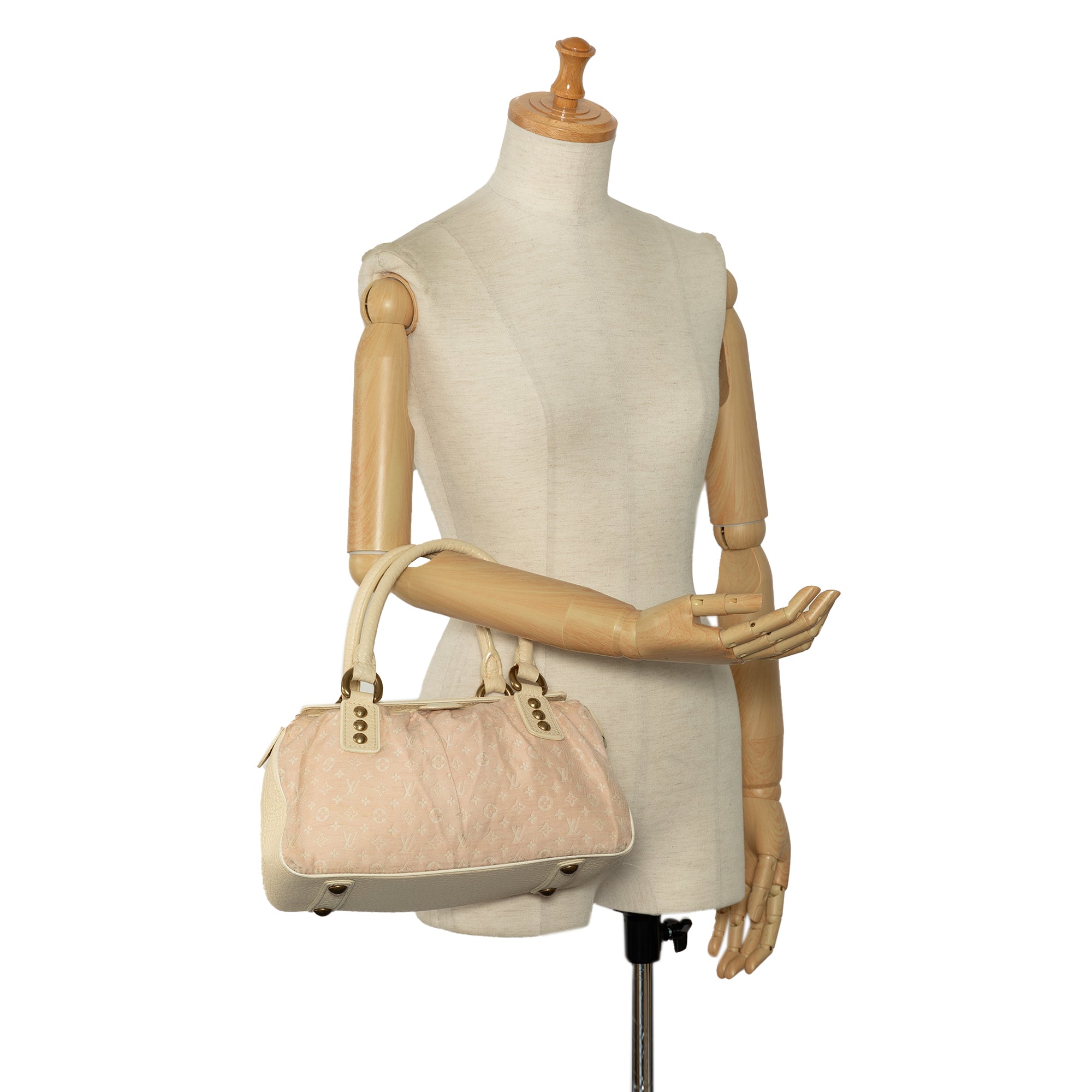 Beige Louis Vuitton Monogram Mini Lin Trapeze PM Handbag