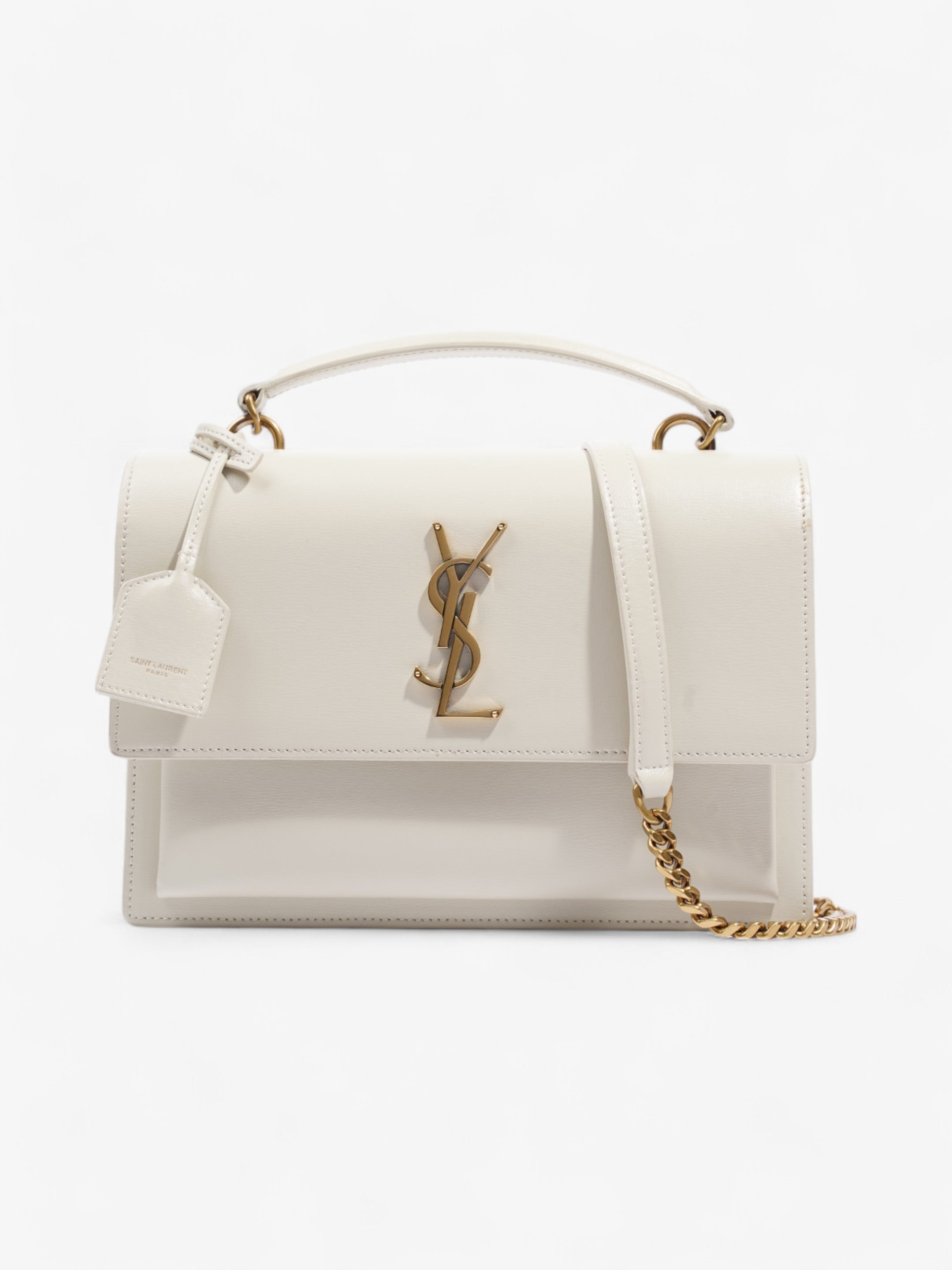 Saint Laurent Sunset White Calfskin Leather Medium