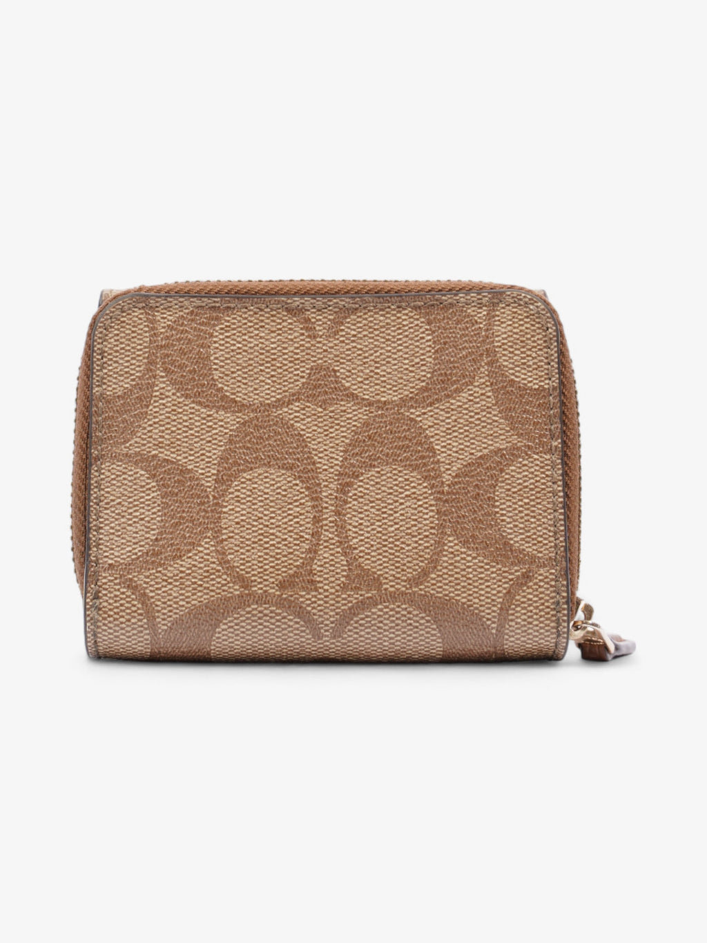 Coach Trifold Wallet Beige Coated Canvas Small