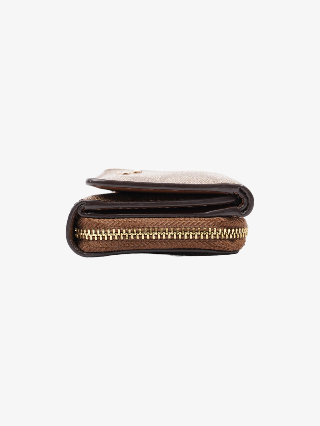 Coach Trifold Wallet Beige Coated Canvas Small